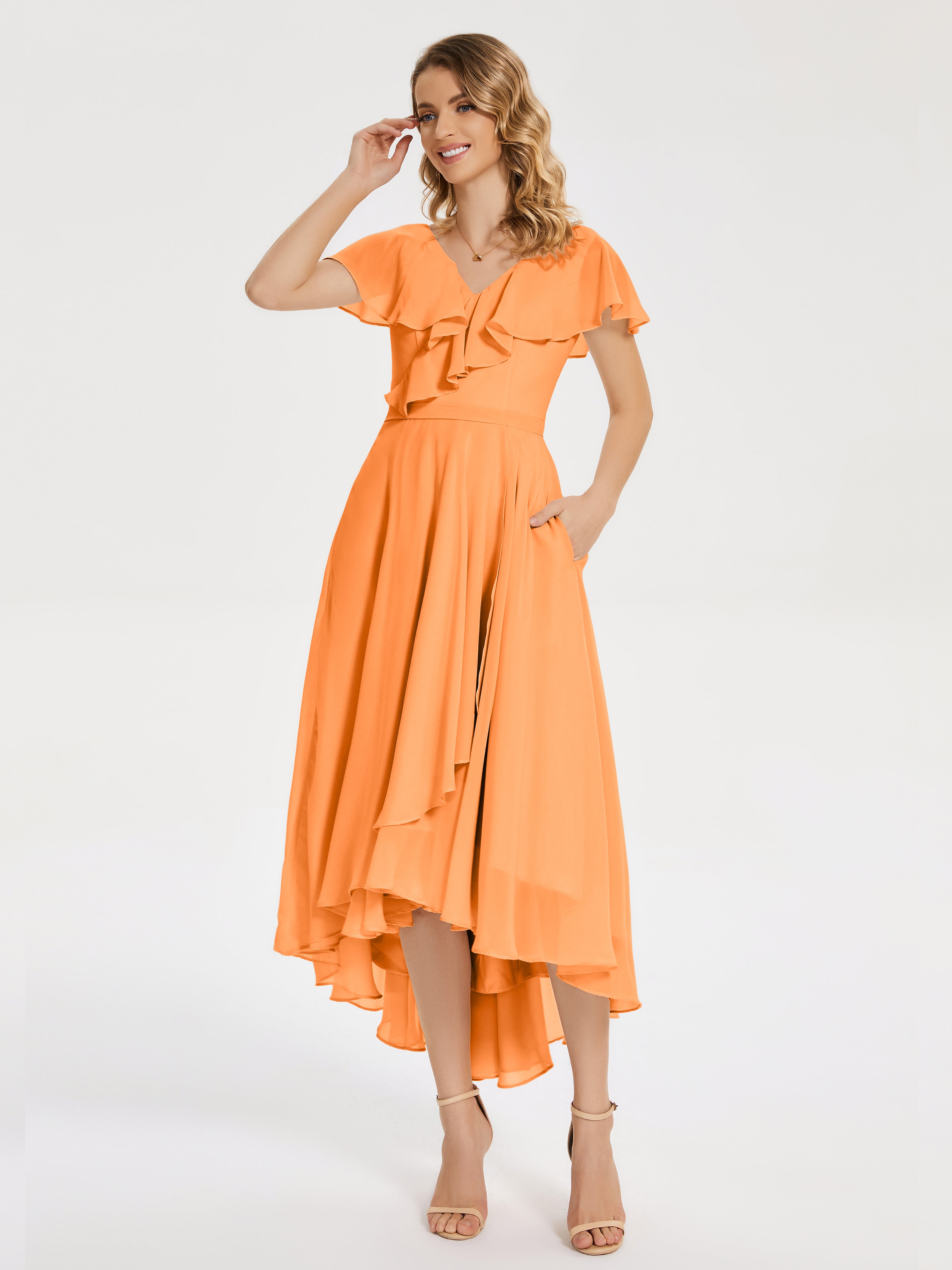 Gabriela High Low Ruffles Chiffon Bridesmaid Dresses