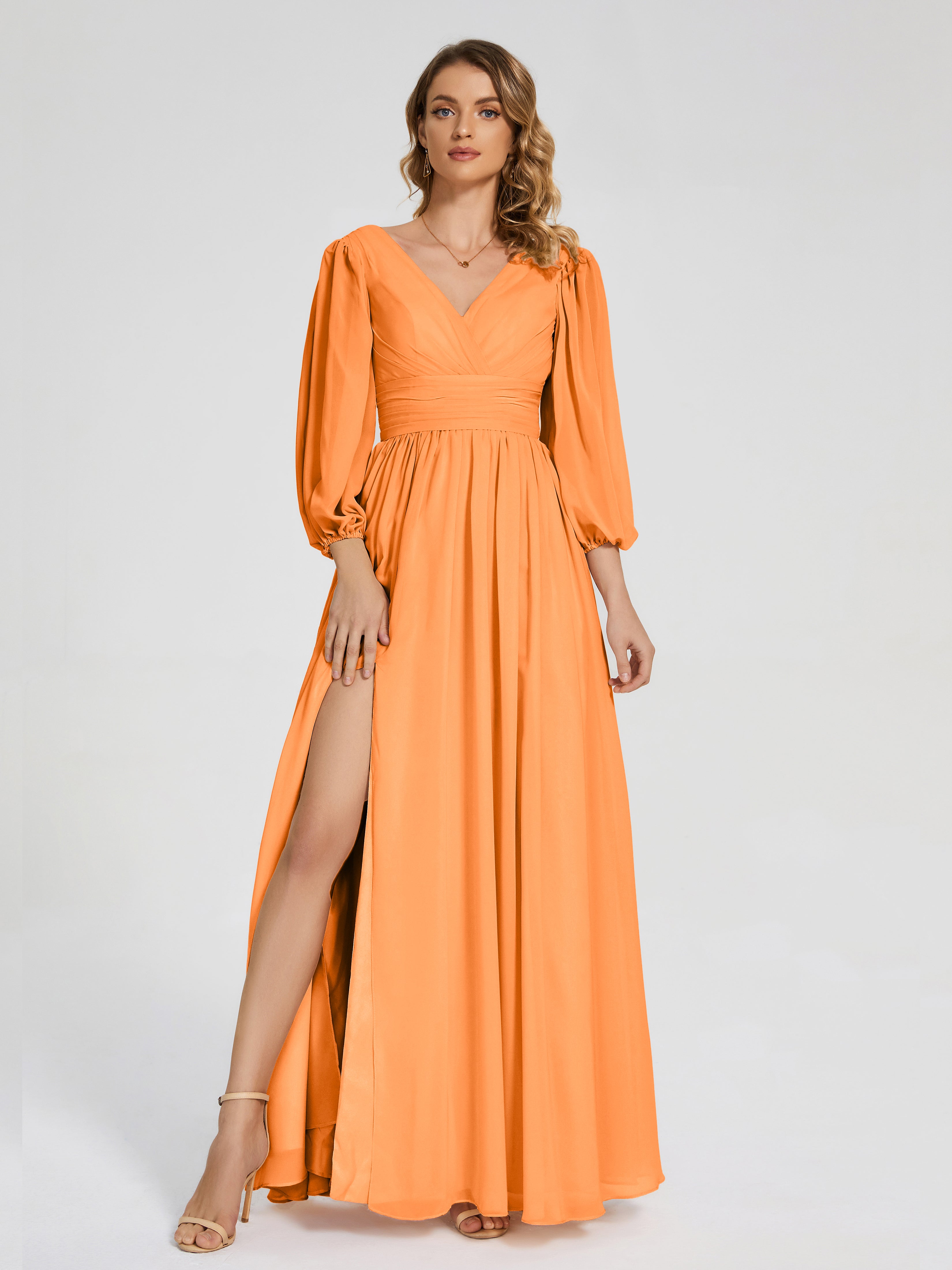Journey Long Sleeves Split Chiffon Bridesmaid Dresses