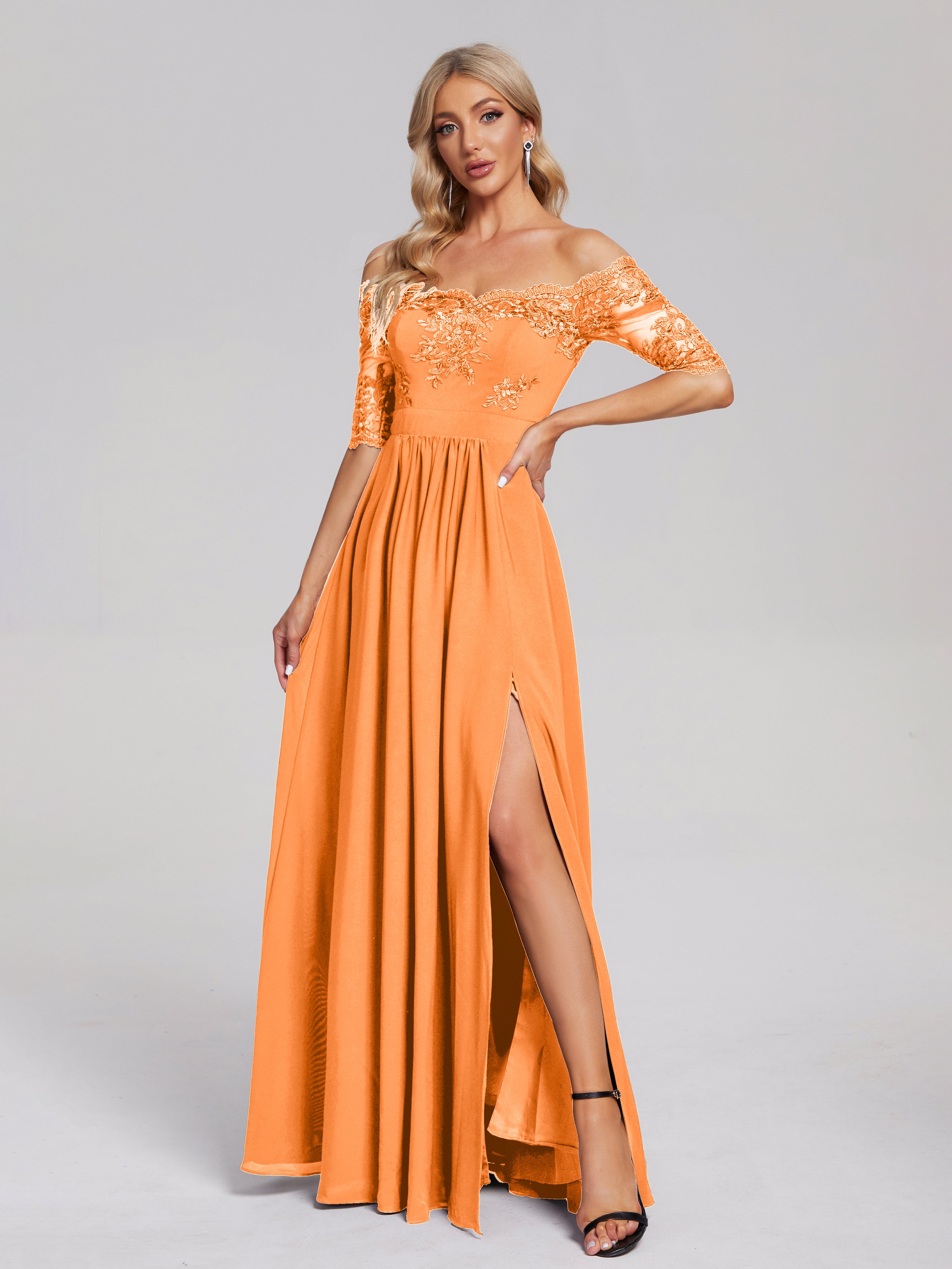 Keira Off the Shoulder Lace/Chiffon Bridesmaid Dresses