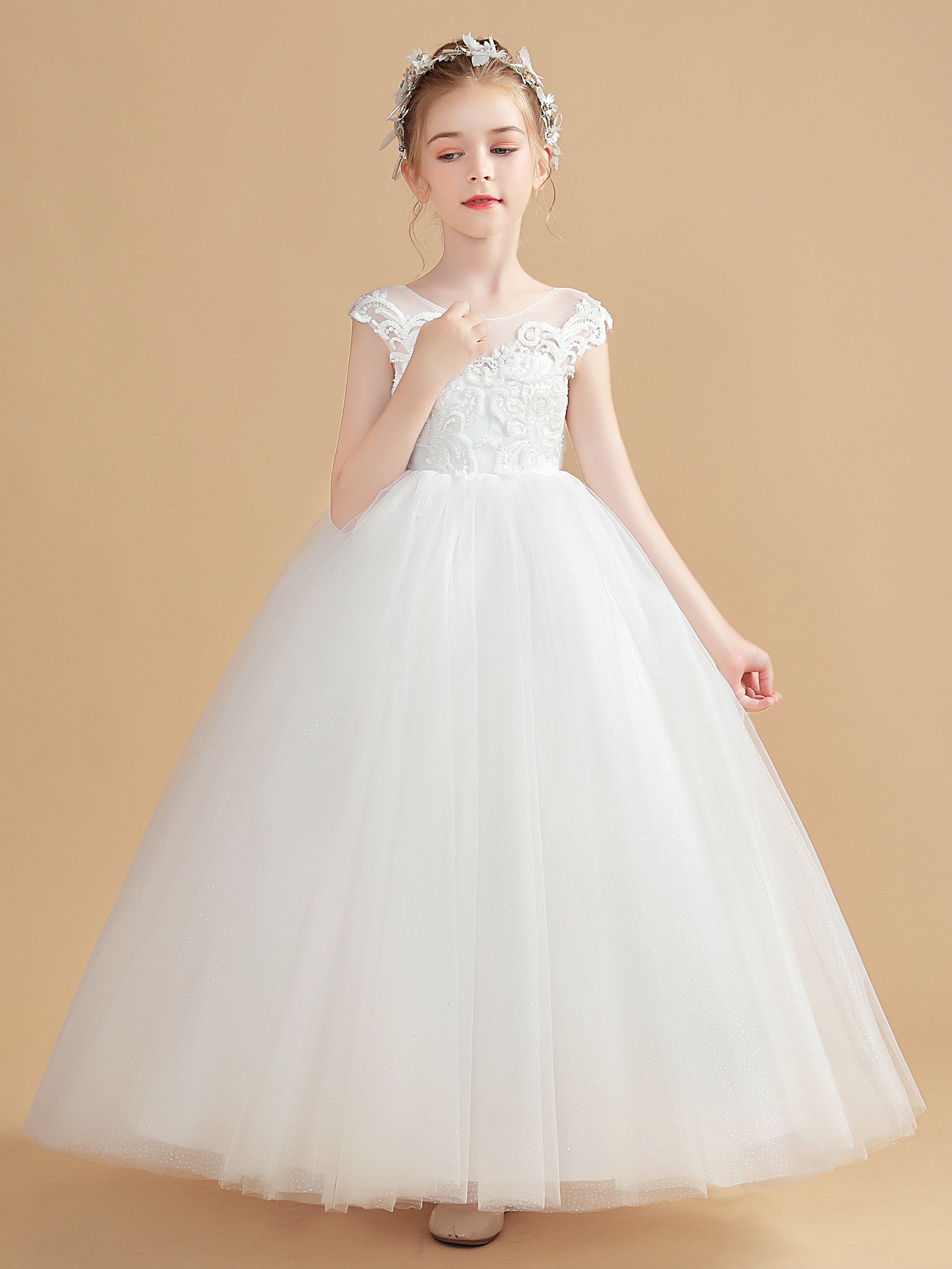 A line princess tea length flower girl dress online