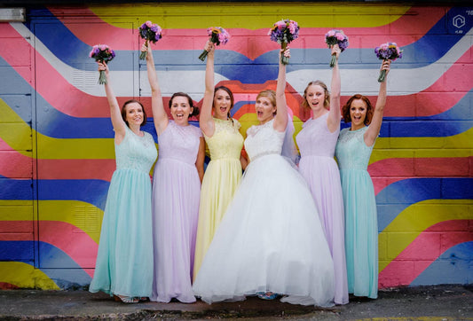 When Lemon, Lilac, and Mint Green Bridesmaid Dresses Mix and Match Together