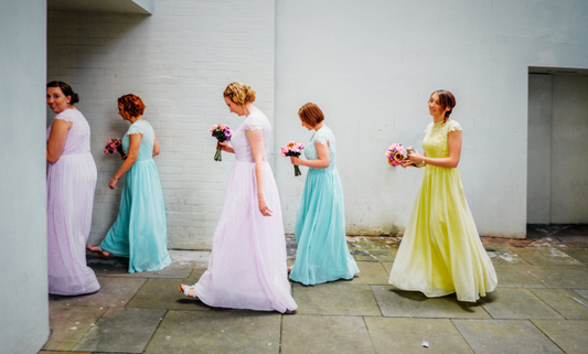 Playful Palette: Why Mix and Match Different Coloured Bridesmaid Dresses on Your Wedding