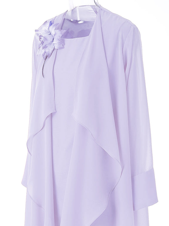 Cicinia Peacock Mother Of The Bride Dress With Sleeves Plus Size  Long Chiffon Lace A-line Ankle Length main image 1