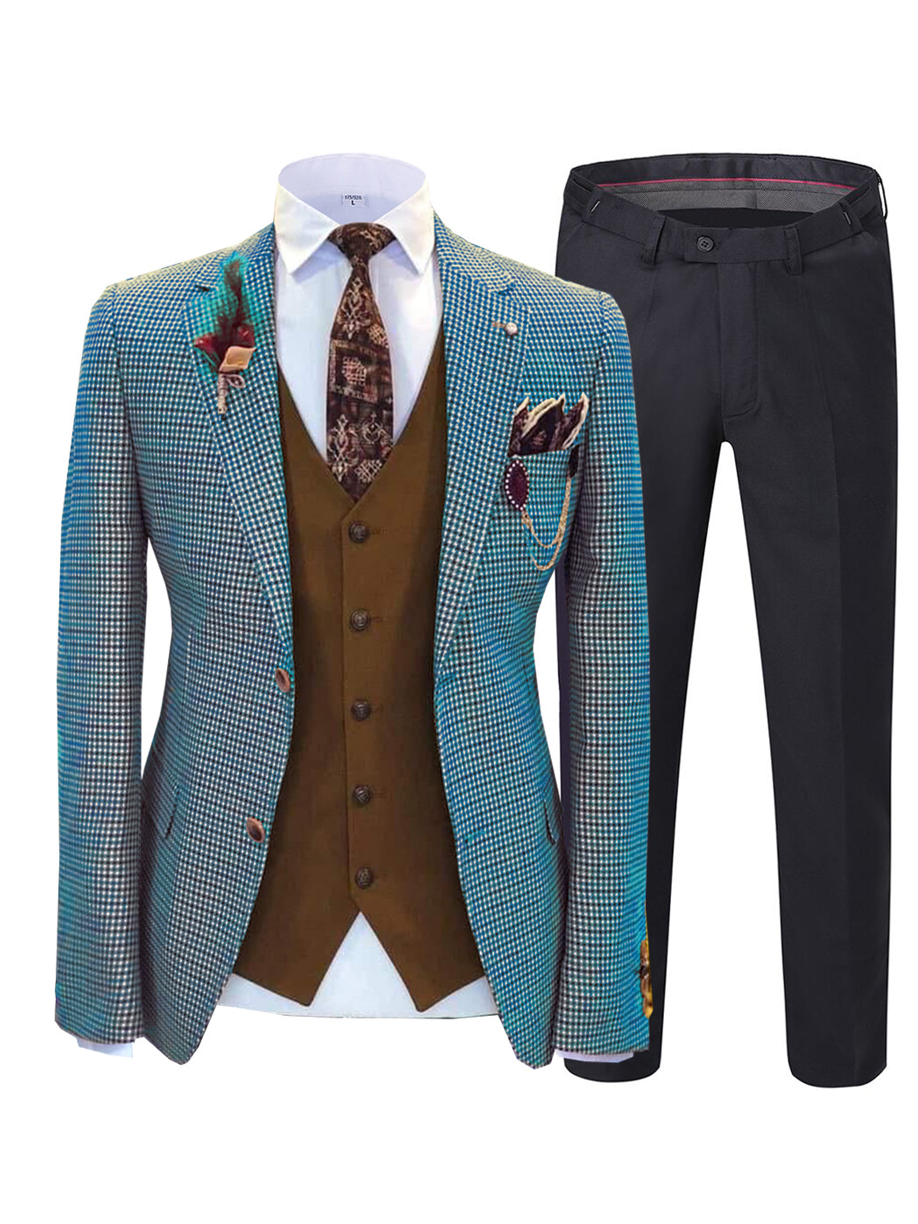 Check Tweed Men's Suit 3 Pieces Men's Suits