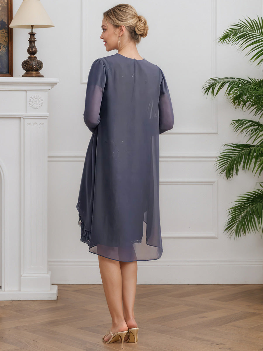 Cicinia Stormy Mother Of The Bride Dresses Chiffon Lace with Jacket Short Sheath Knee Length