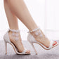 Open Toe White Lace Flowers Tassels Ankle-Strap Ultra High Heels