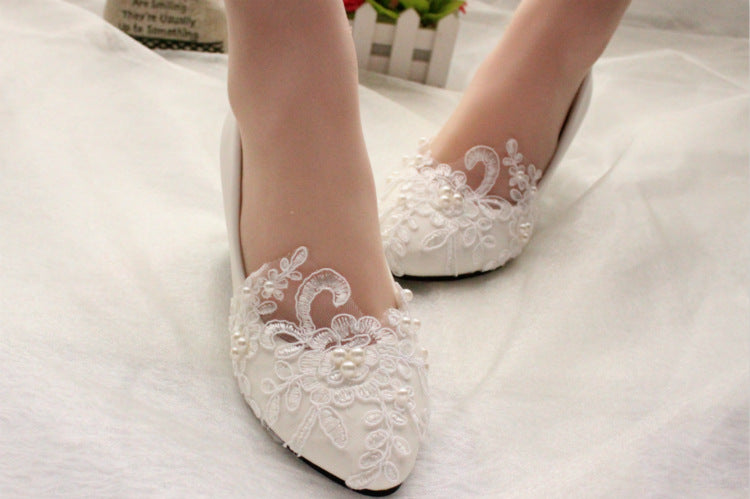 Women's Lace Applique Wedding Shoes