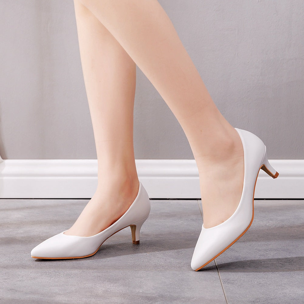 Simple Pointed Toe Kitten Heels Women's Shoes