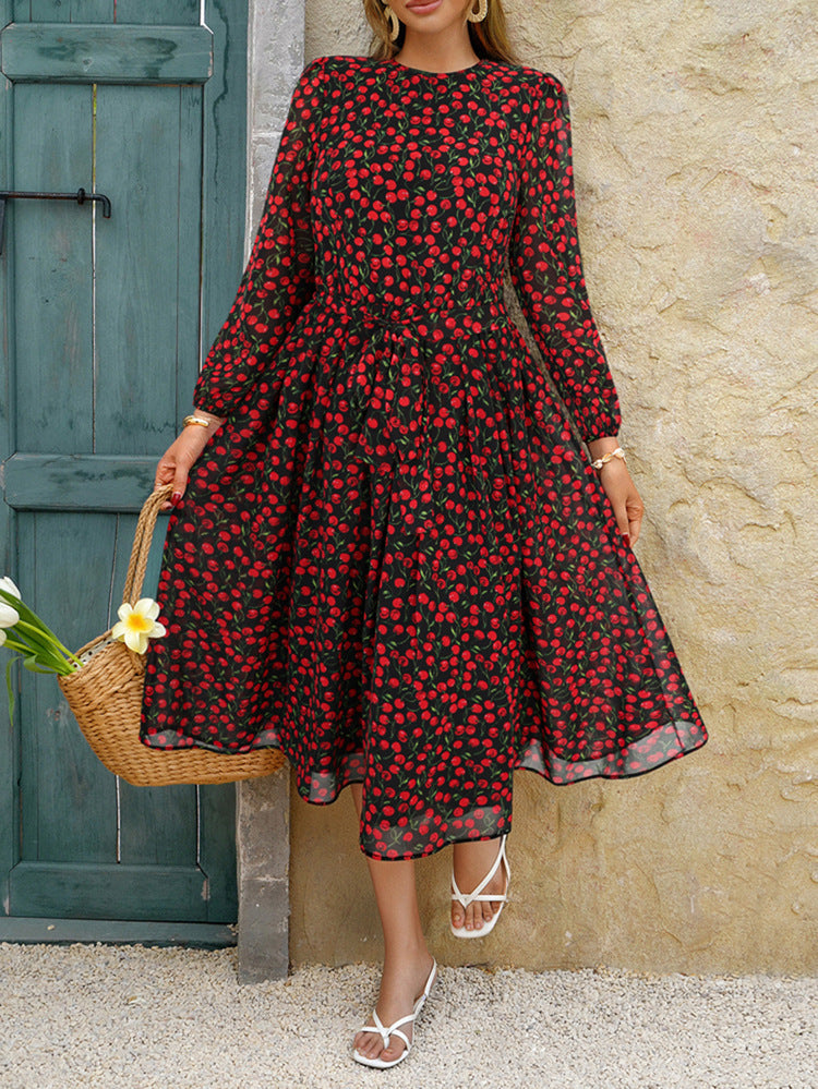 Jewel Long Sleeves Tea Length Black Wedding Guest Dress