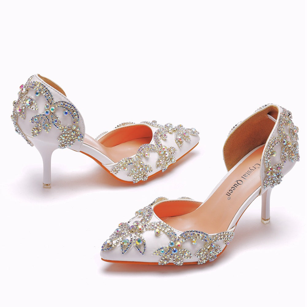 Woman's Wedding Shoes Pointed Toe Rhinestone Stiletto