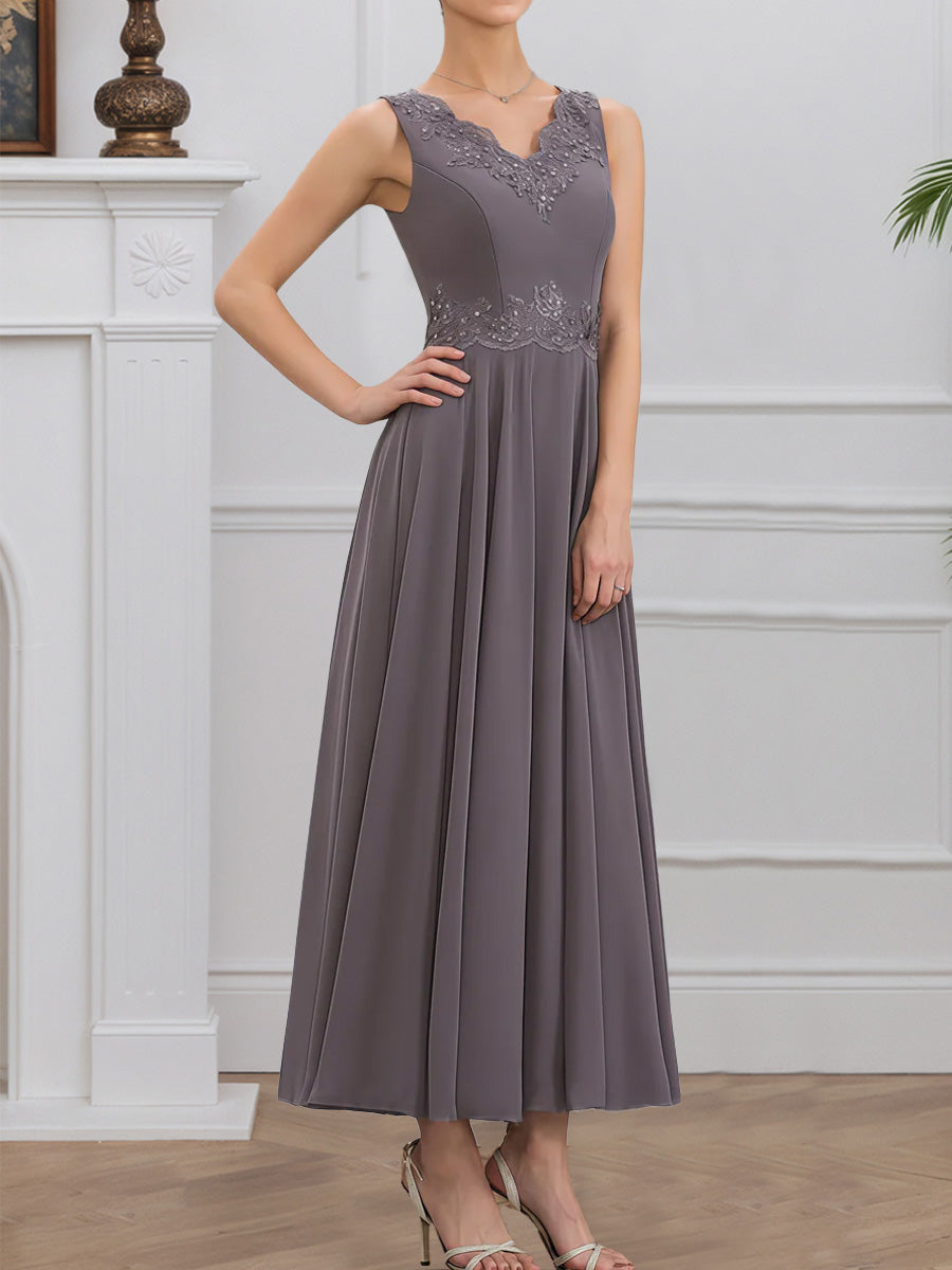 Cicinia Dusk Mother Of The Bride Dresses Chiffon Lace with Jacket Short Beading Ankle Length