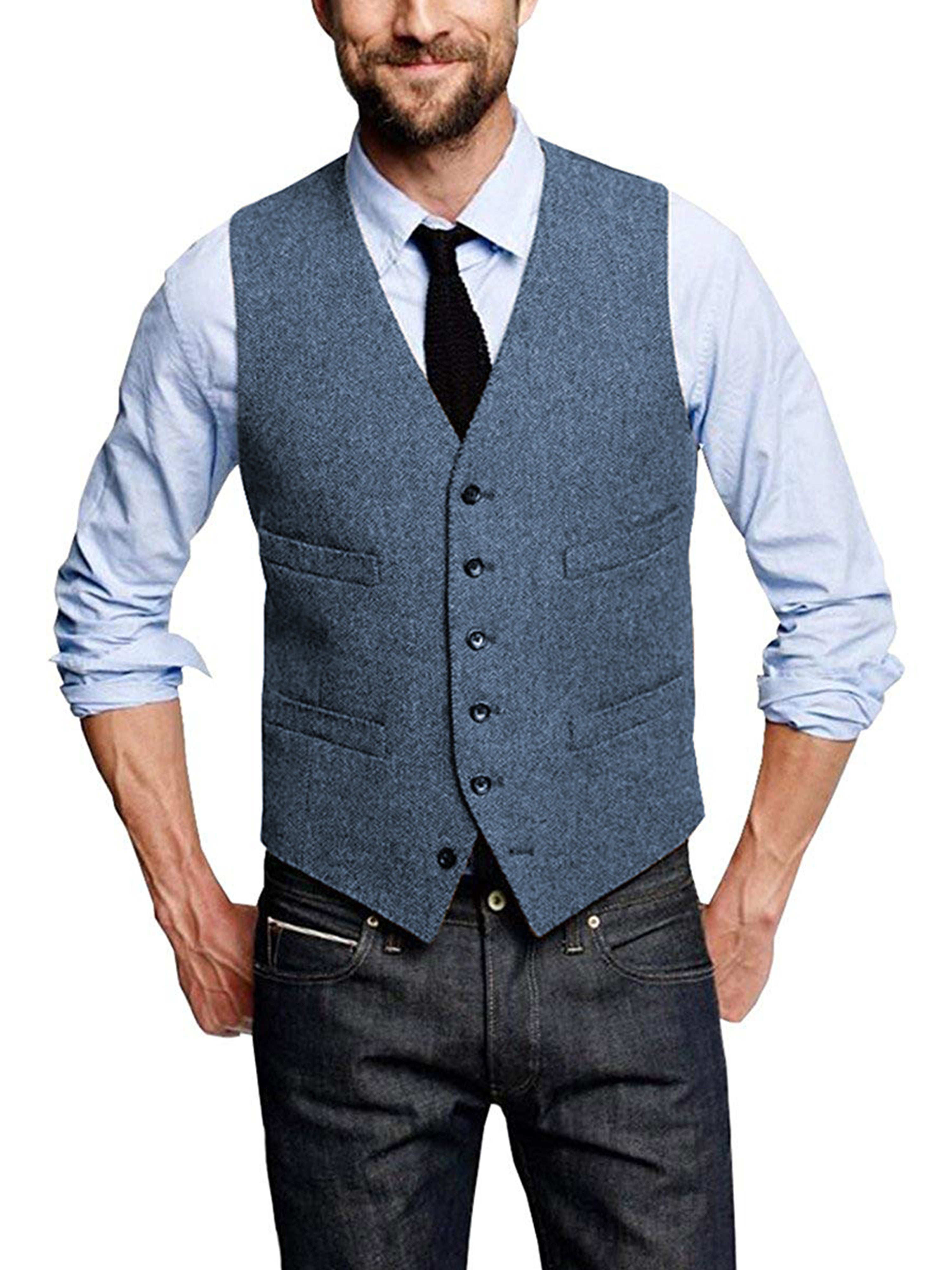 Men's Vest V-neck Fashion Single-Breasted Horse Jacket