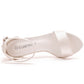 Open Toe Ivory Satin Ankle Strap Chunky Heeled Sandals
