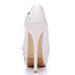 Rhinestone Pearl Lace Decor Bridal Platform Slip On Ultra High Heels