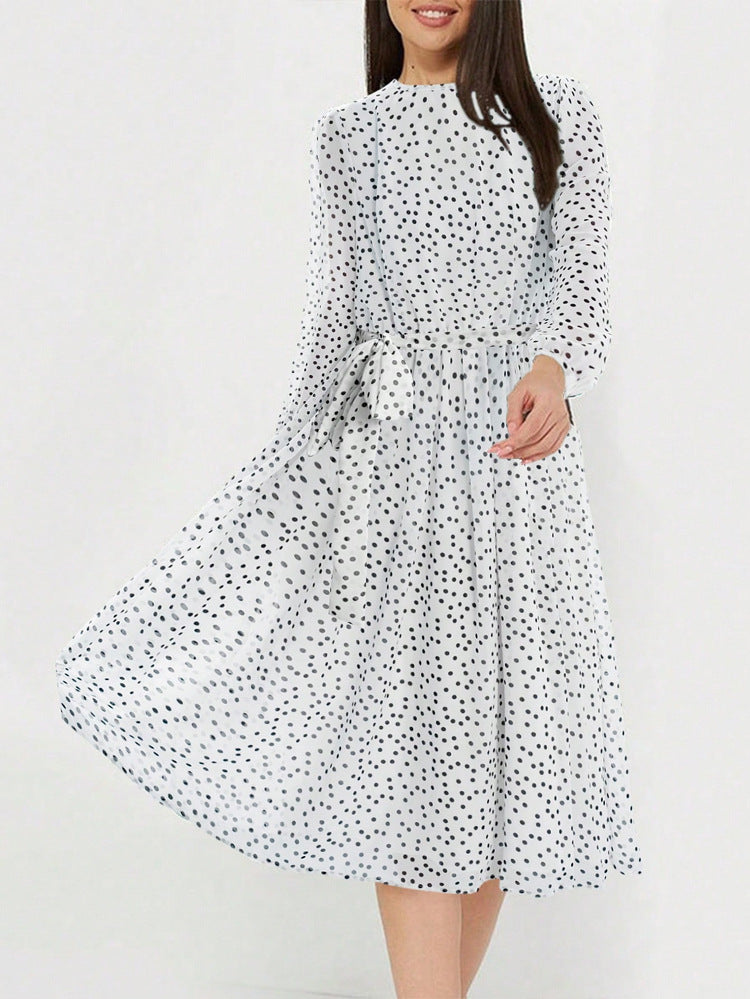 Jewel Long Sleeves Tea Length White Wedding Guest Dress