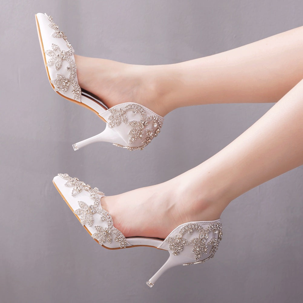 Woman's Wedding Shoes Pointed Toe Rhinestone Stiletto