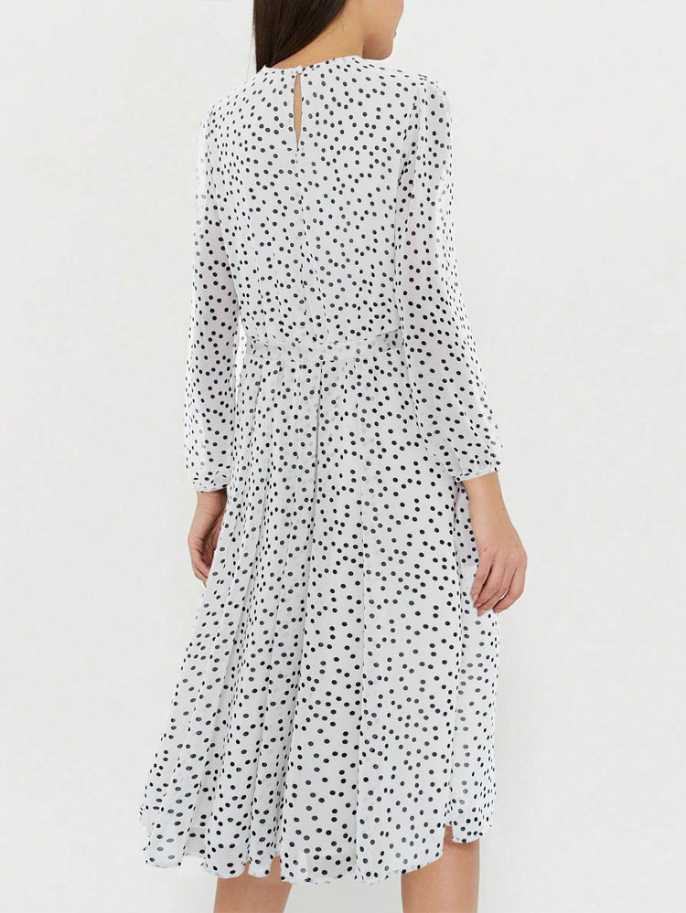 Jewel Long Sleeves Tea Length White Wedding Guest Dress