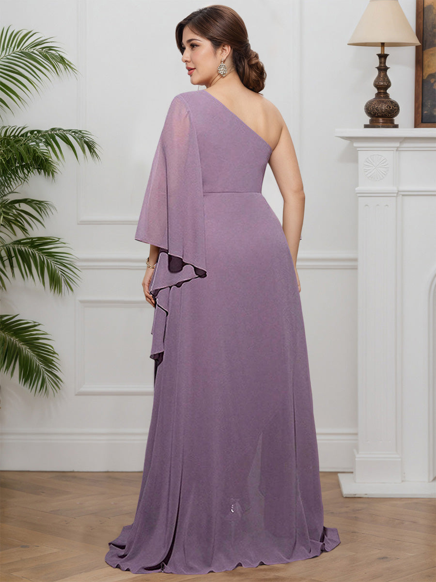 Cicinia Wisteria Mother Of The Bride Dresses Chiffon A-Line Split One Shoulder Evening Dresses