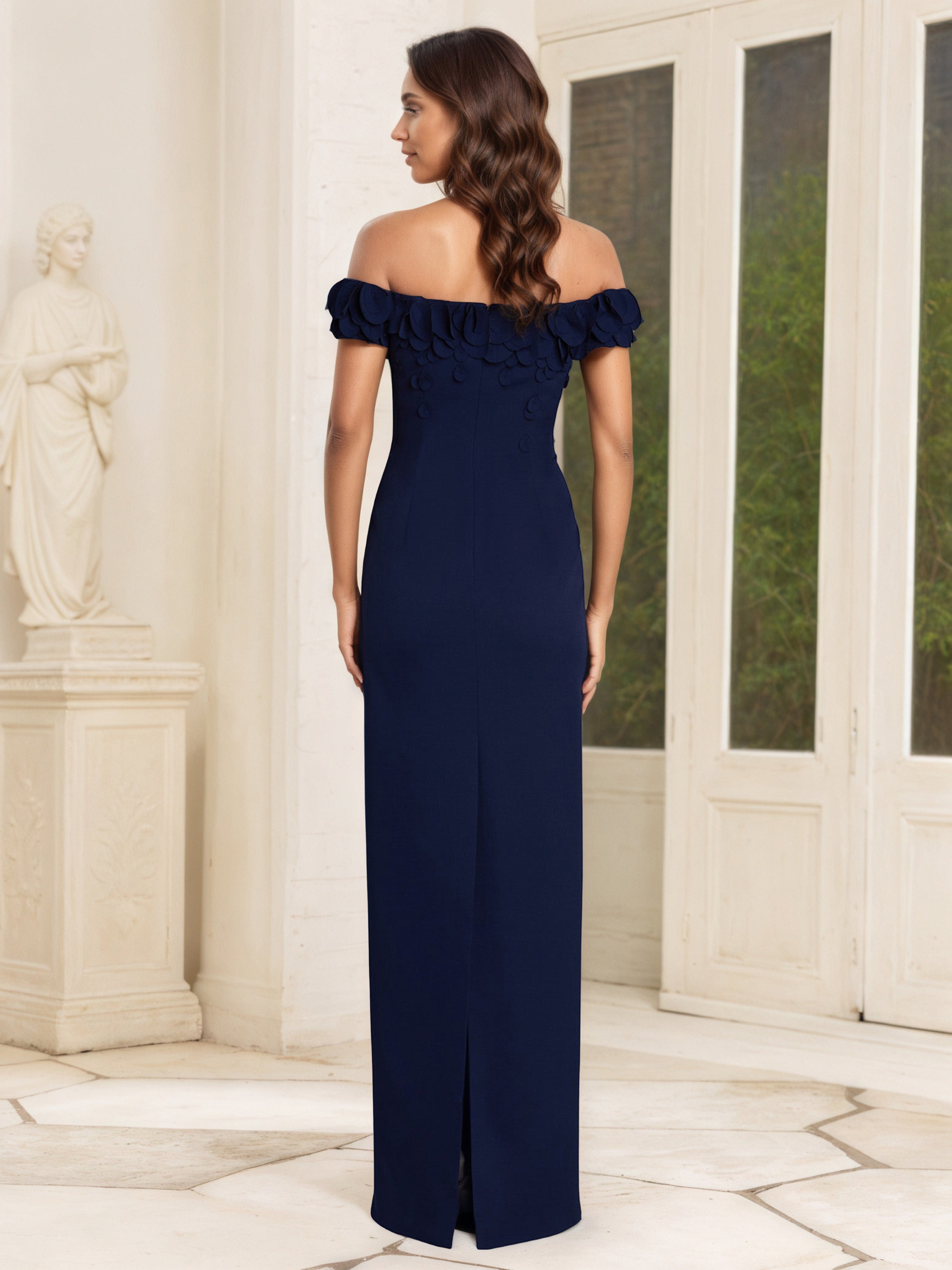 Illusion Off The Shoulder Sheath Mother Of The Bride Dress
