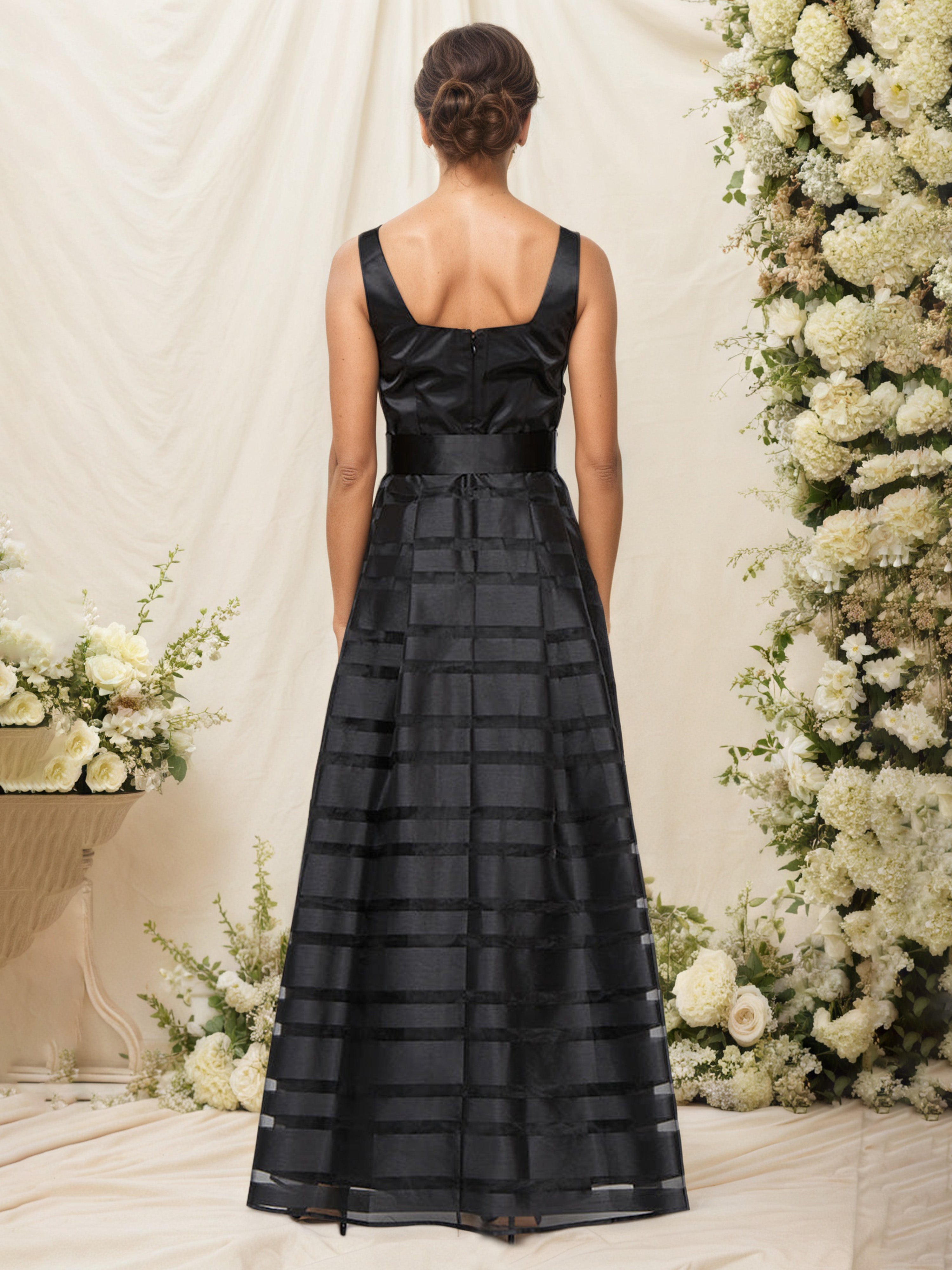 Mixed Media Organza A-Line Gown Black Mother Of The Bride Dress