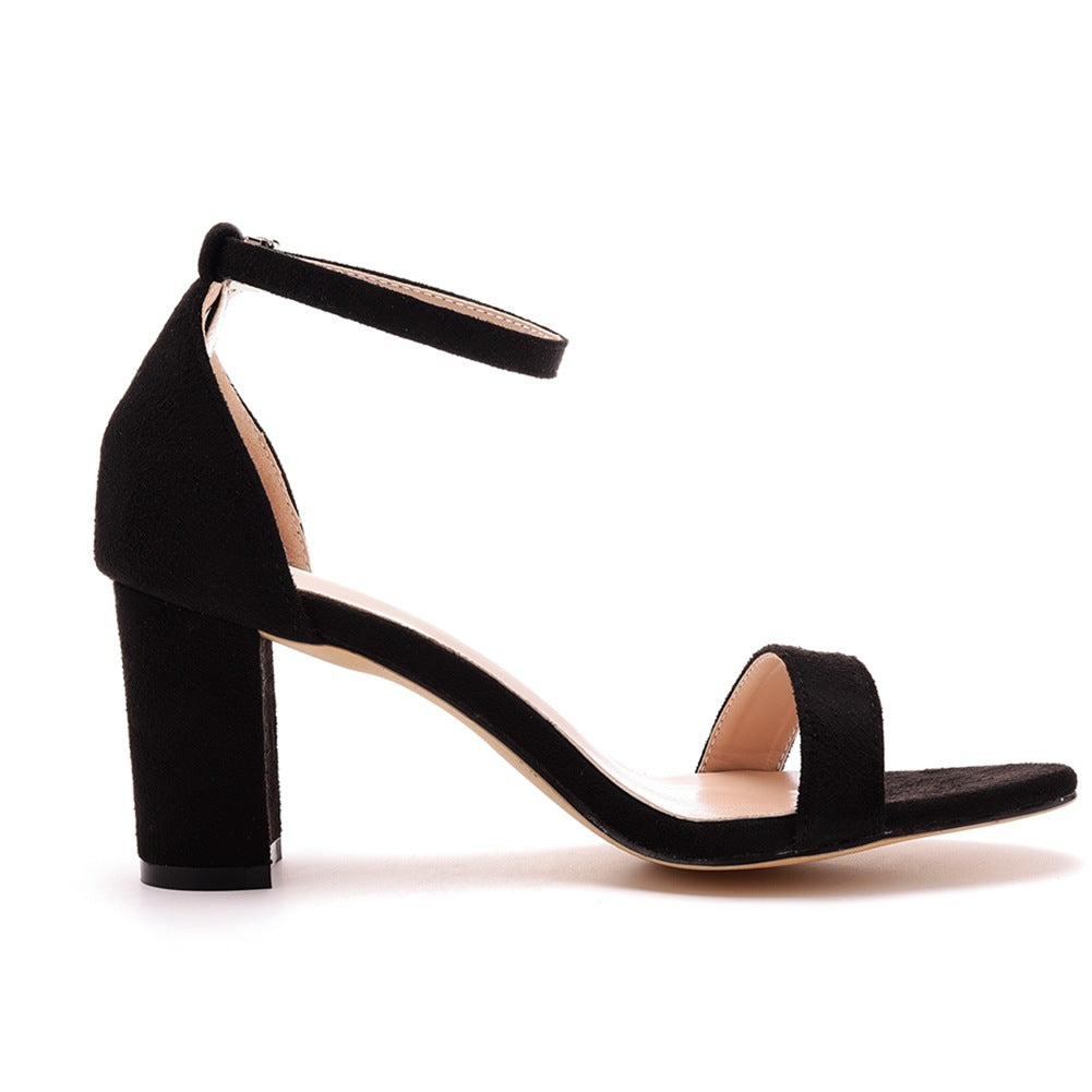 Open Toe Brief One-strap Buckle Chunky Heel Sandals