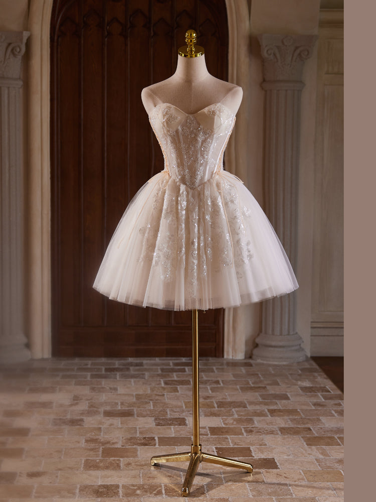 Sparkly Ivory One Shoulder Short Homecoming Dress