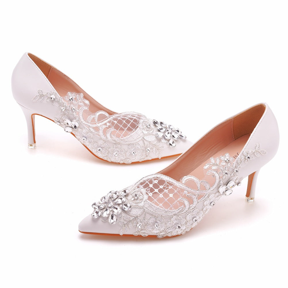 Women's Wedding Shoes Rhinestone Lace Stiletto