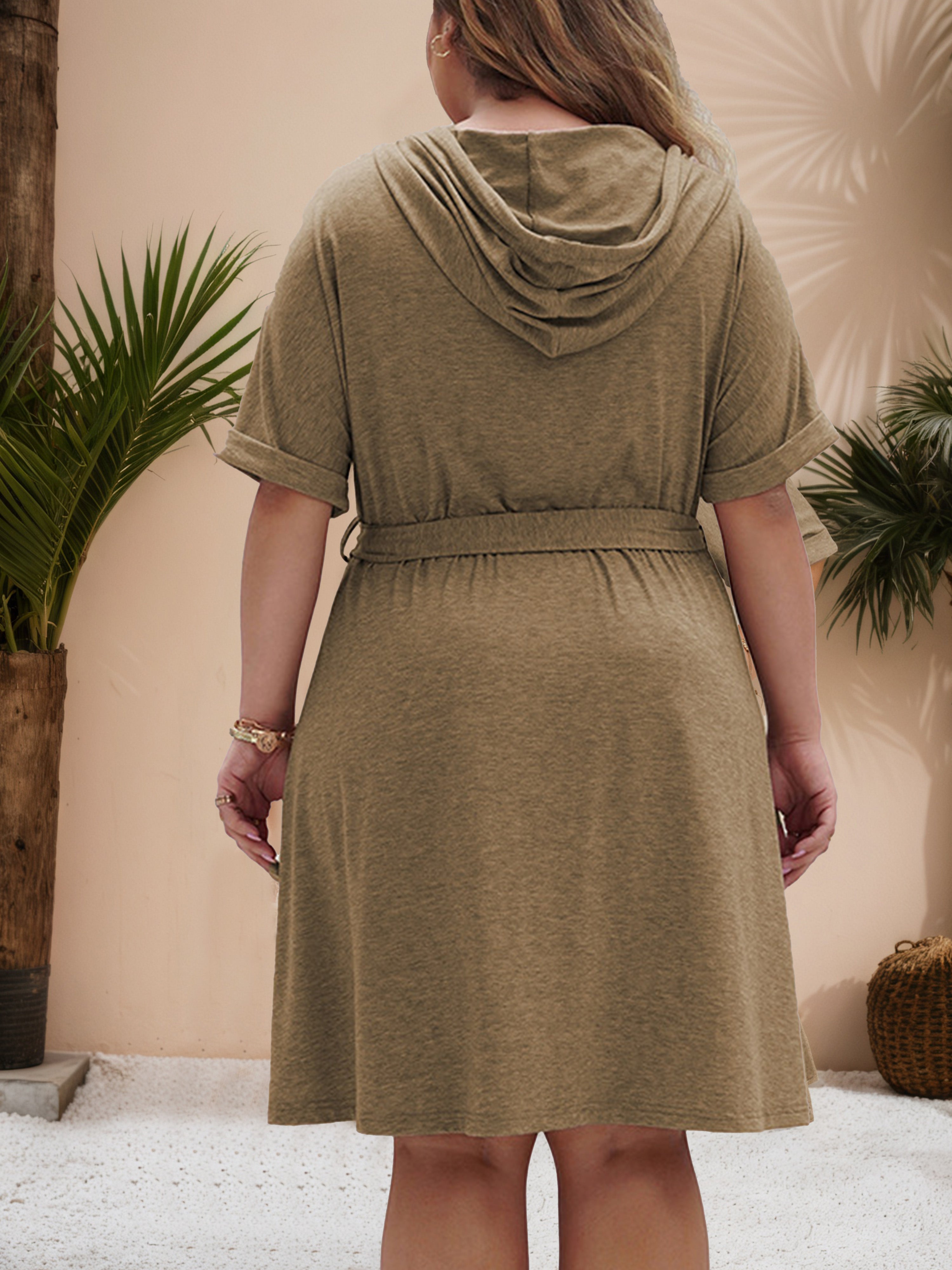 Bottom Front Knee Length Dress Mocha Plus Size Dress
