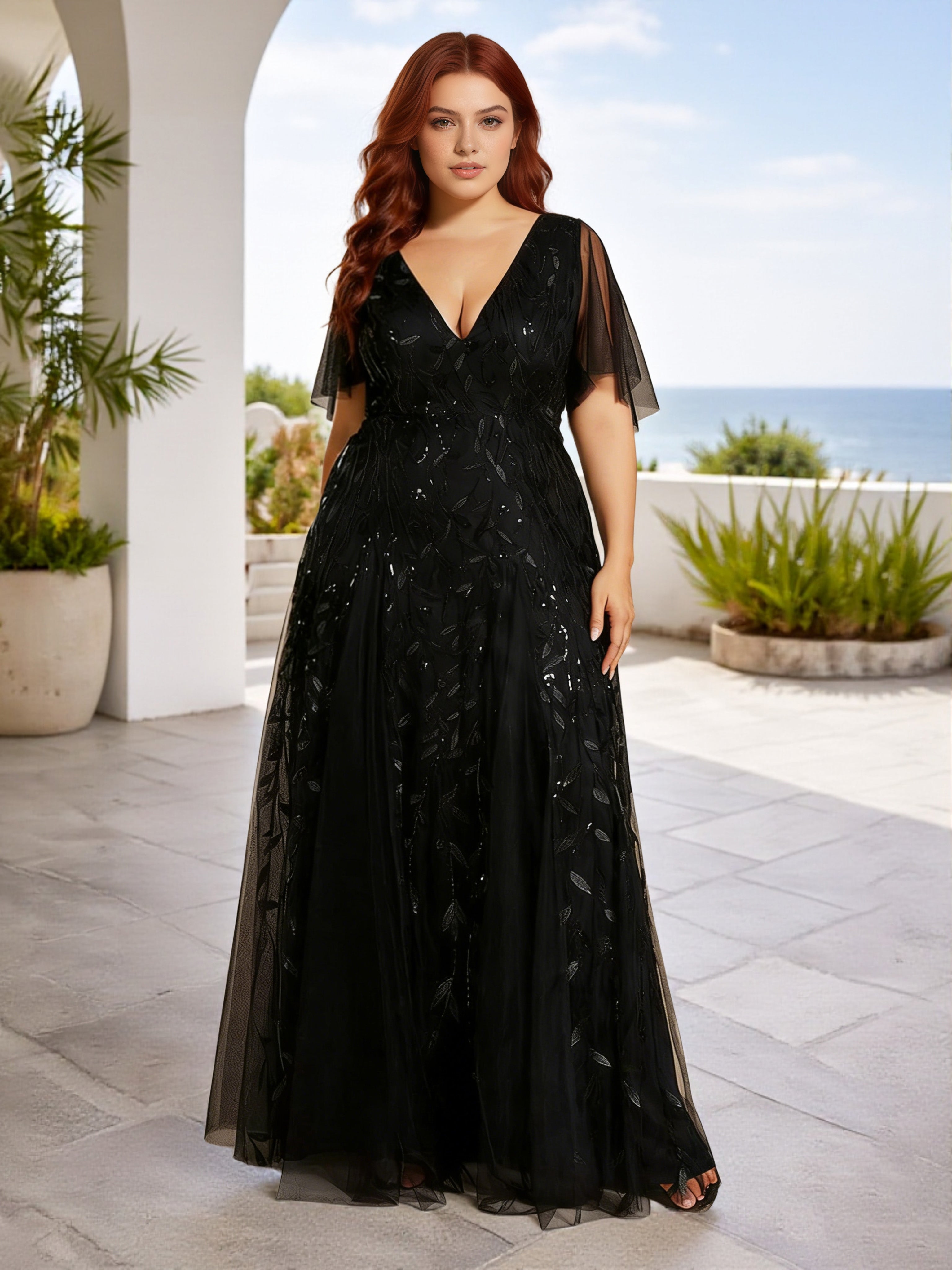 Cicinia Black Bridesmaid Dresses Sequins V-Neck A-Line Floor Length Pl Cicinia Black Bridesmaid Dresses Sequins V-Neck A-Line Floor Length Pl
