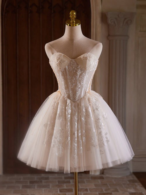 Sweet Ivory Shoulder Strap Button Slim Fit 17th Birthday Homecoming Dress cc3933