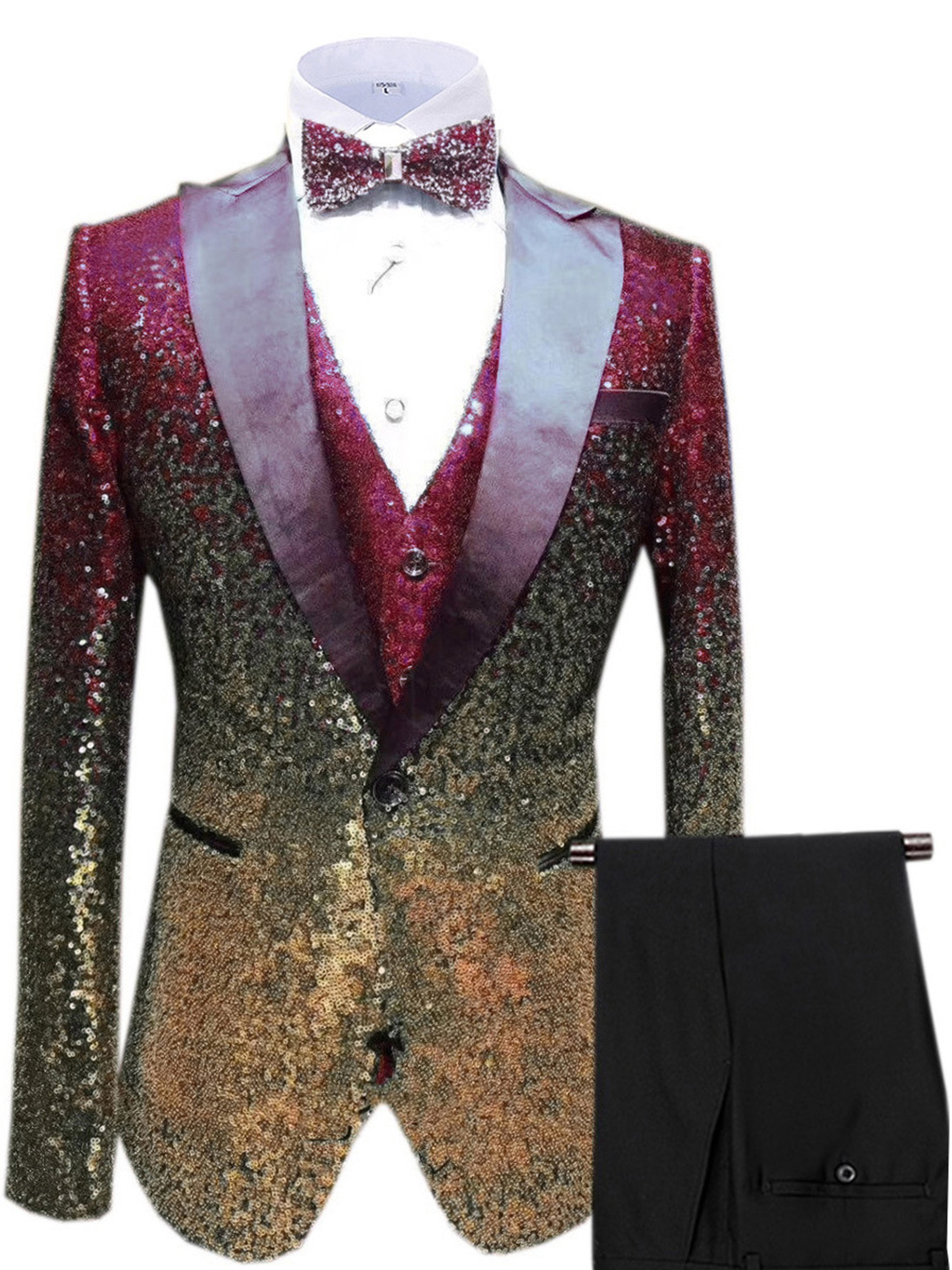 Sequins 3 Pieces Men's Suits  Wedding Suit Set