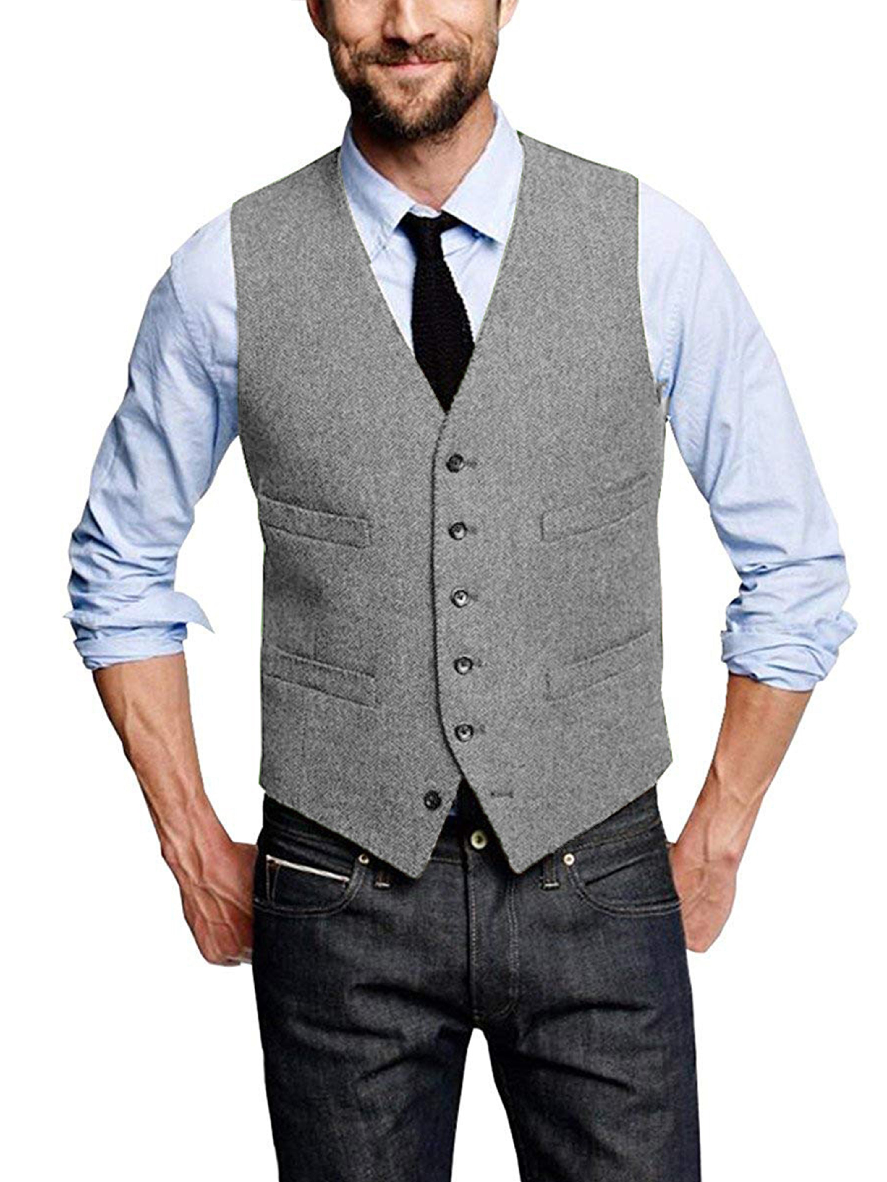 Men's Vest V-neck Fashion Single-Breasted Horse Jacket