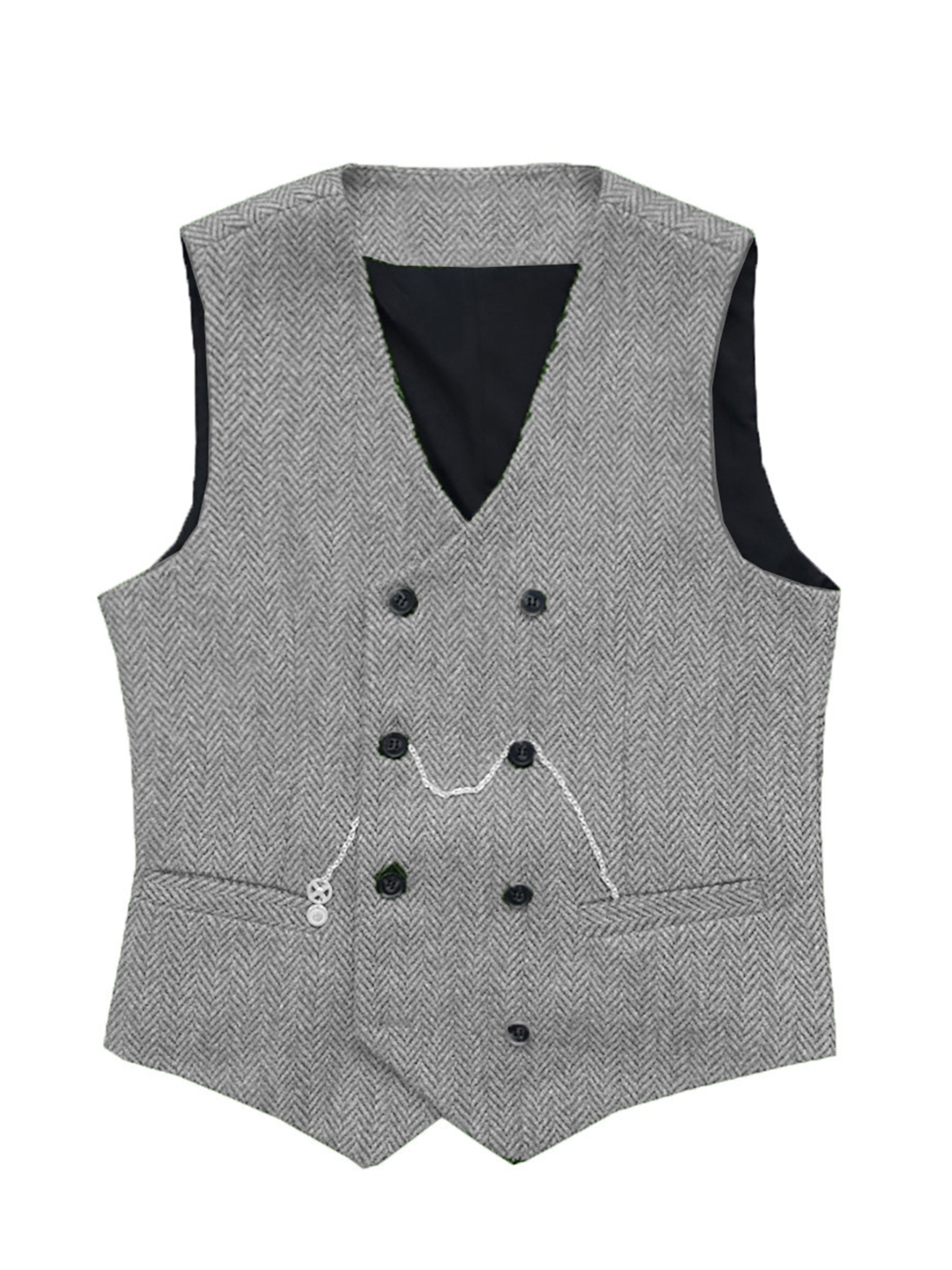 Vest Men's Suit Vest Standing Collar Herringbone Vest