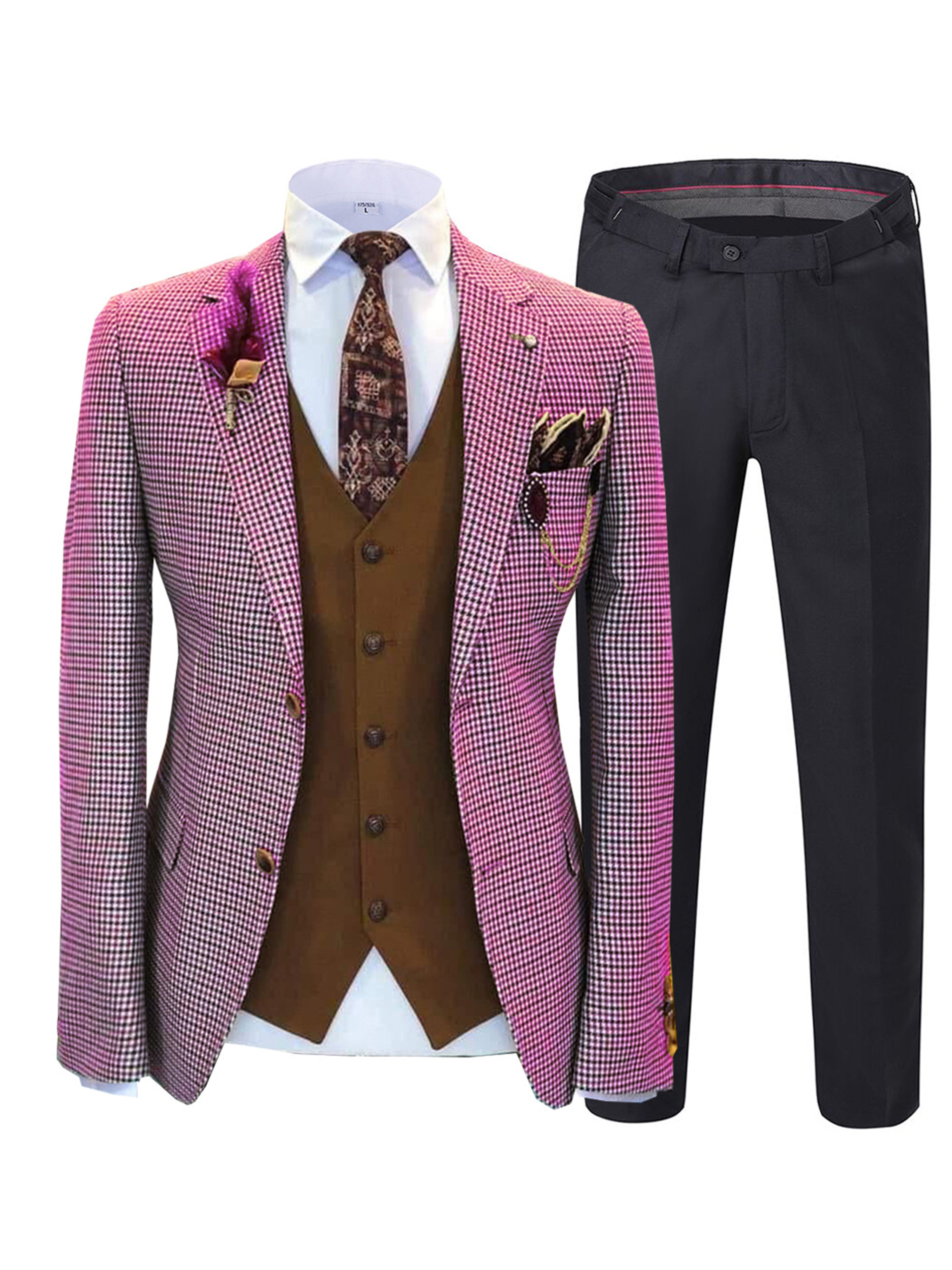 Check Tweed Men's Suit 3 Pieces Men's Suits