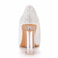Pointed Toe Satin Crystal Transparent Slip On High Heels