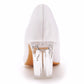 Pointed Toe White Block Heels Crystal Transparent Square Heels