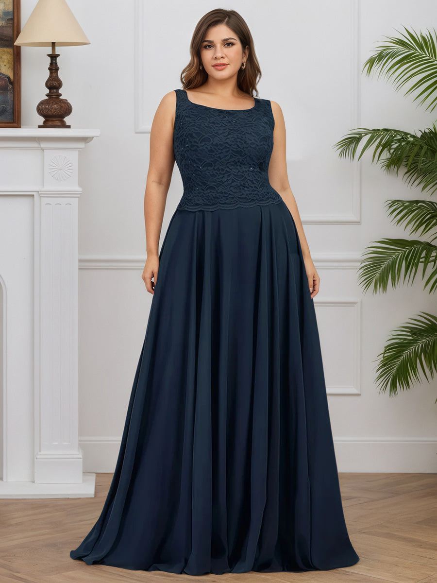 Cicinia Dark Navy Mother Of The Bride Dresses Chiffon Lace with Jacket Long A-Line Plus Size