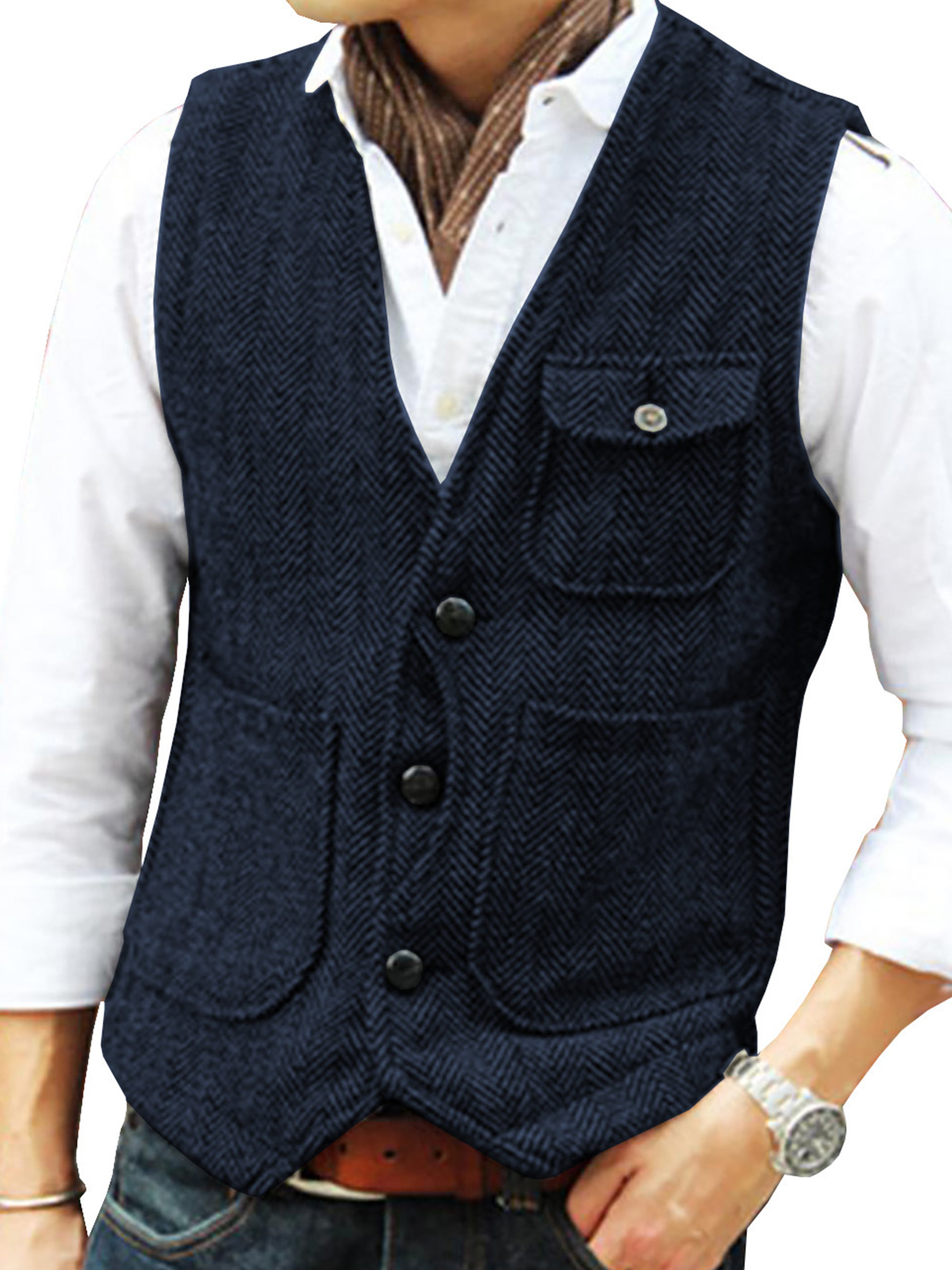 Tweed Suit Men's Suit V-Neck Vest