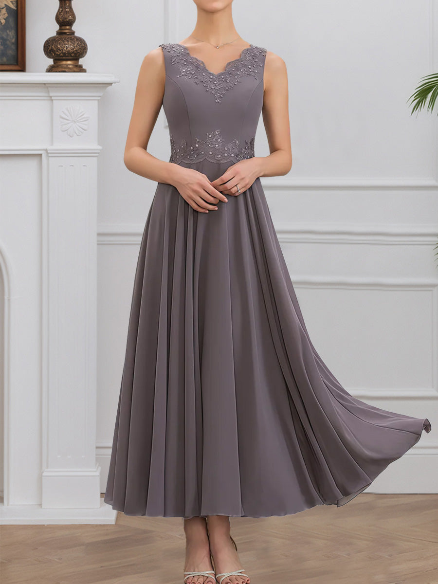 Cicinia Dusk Mother Of The Bride Dresses Chiffon Lace with Jacket Short Beading Ankle Length