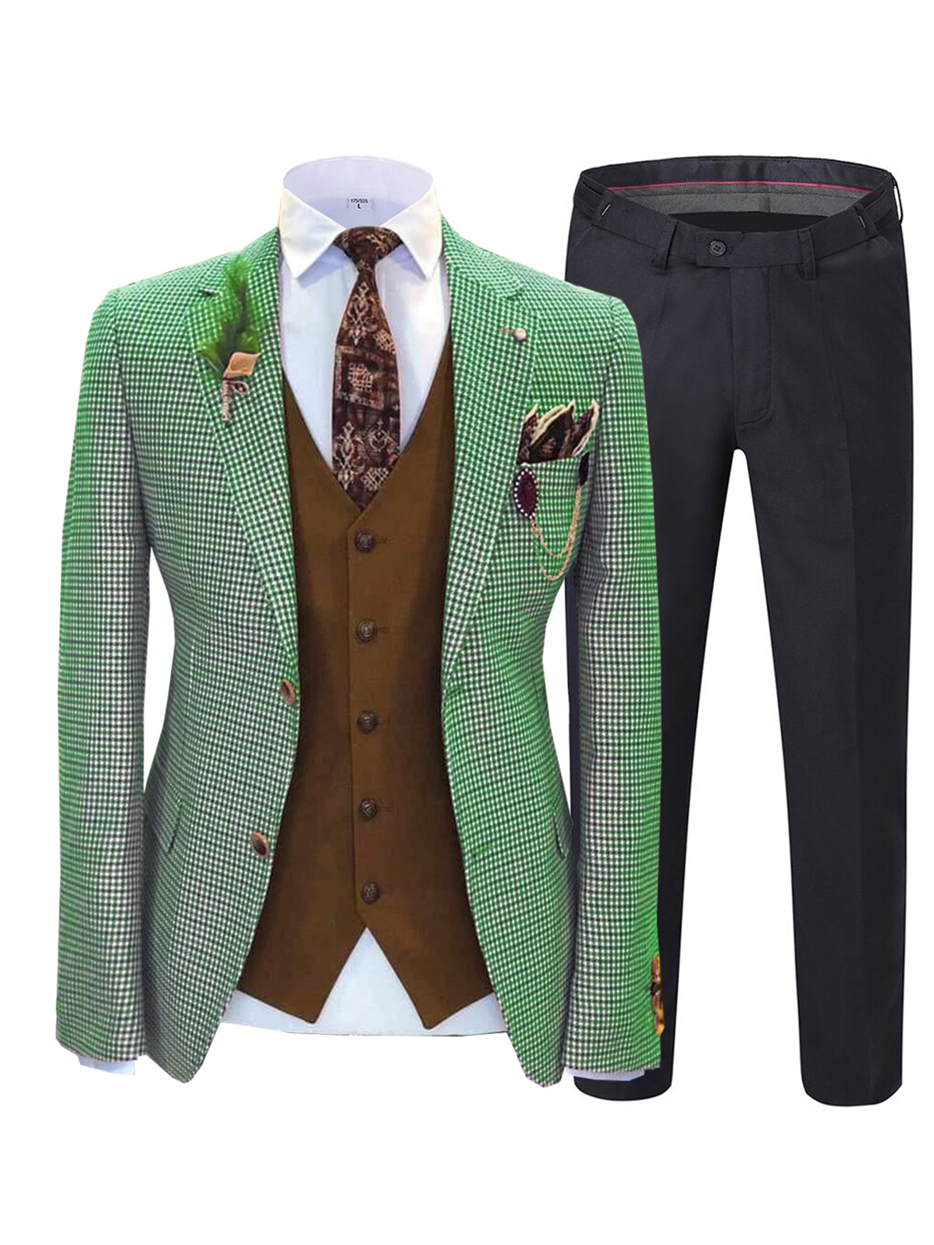 Check Tweed Men's Suit 3 Pieces Men's Suits