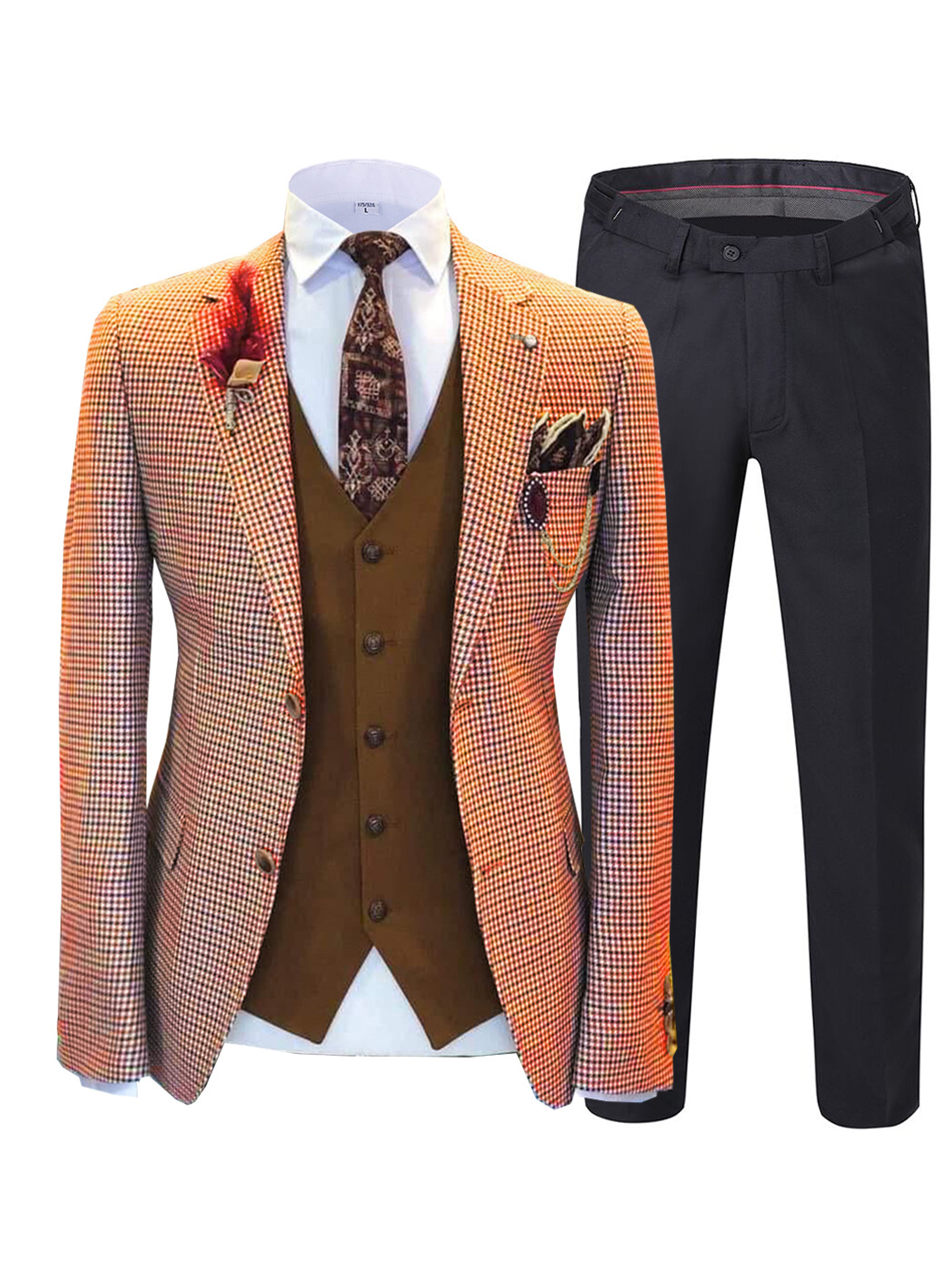 Check Tweed Men's Suit 3 Pieces Men's Suits