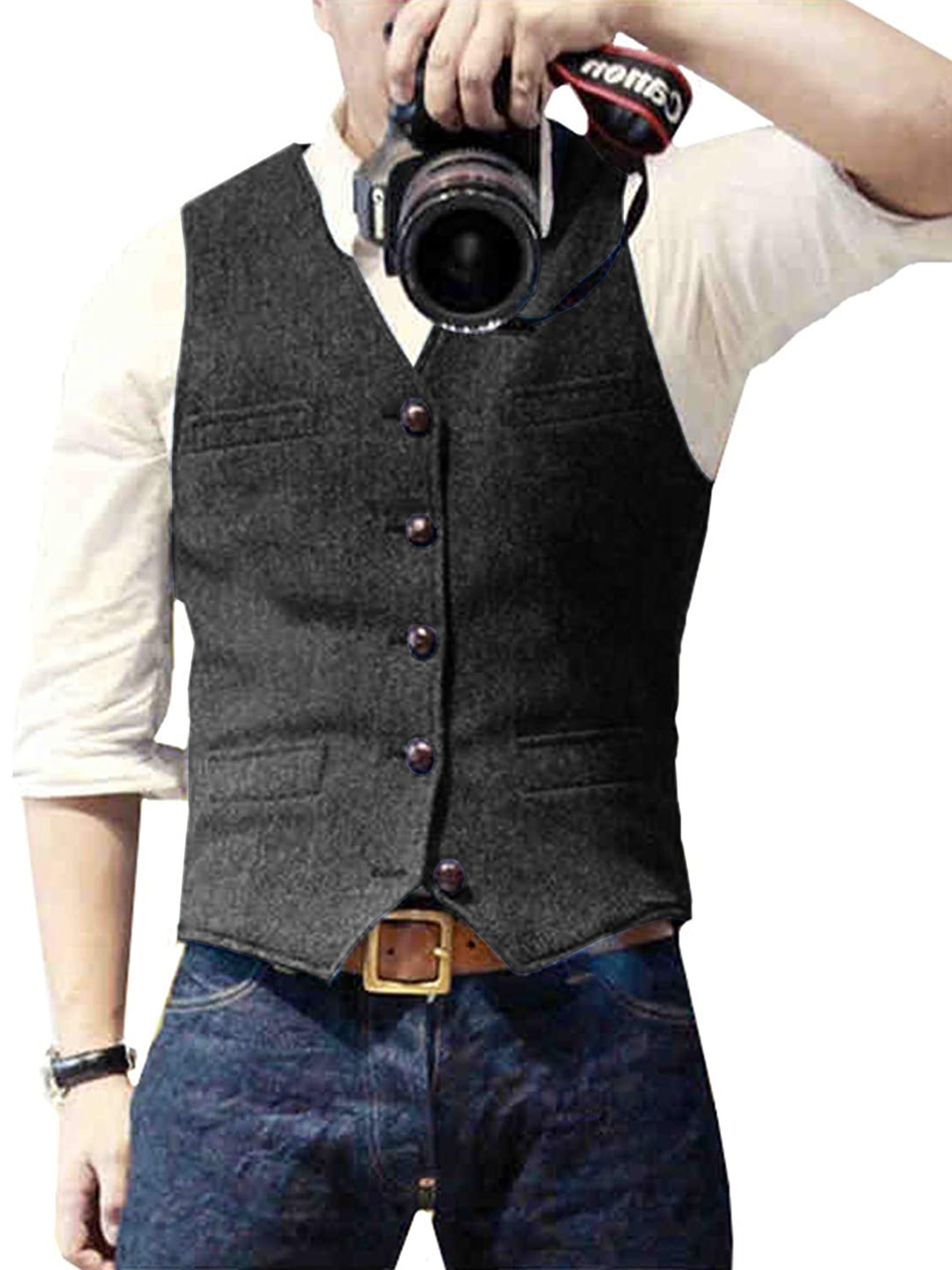 Vest Herringbone Wedding Groom Best Man Vest Business Slim