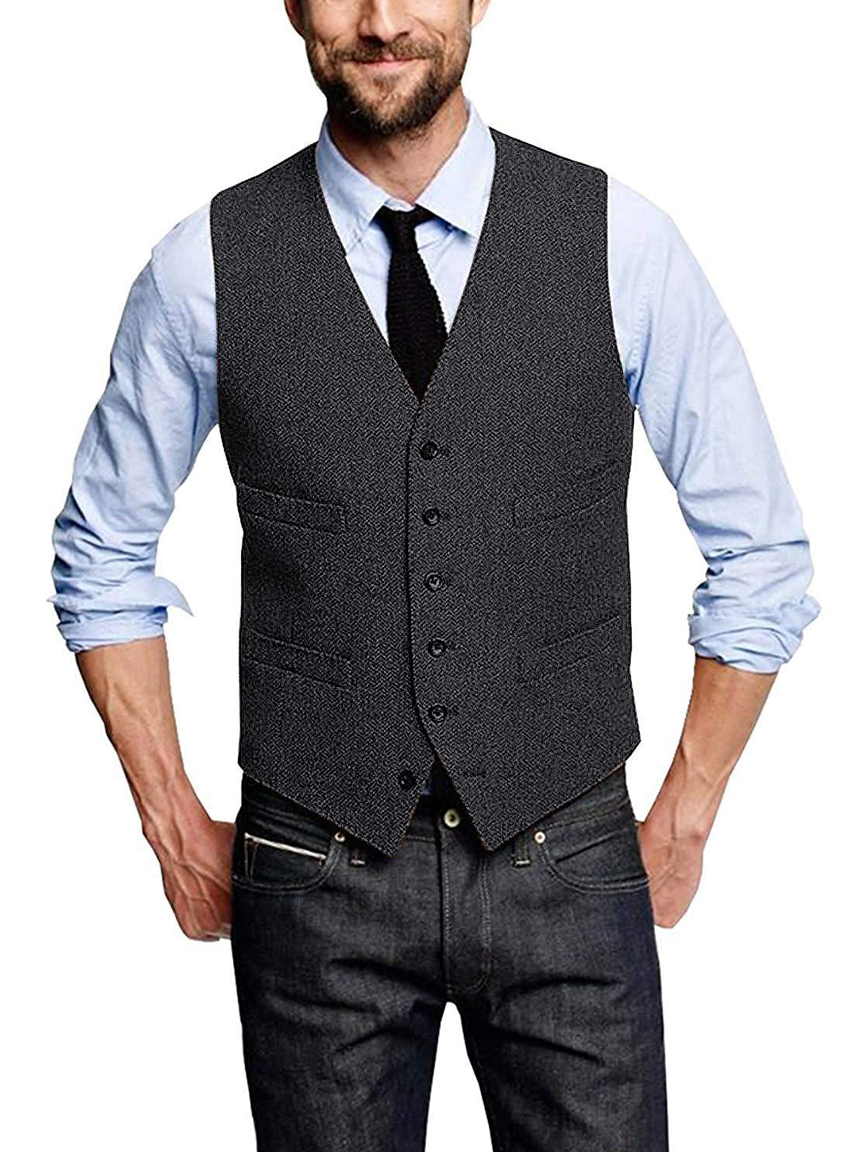 Men's Vest V-neck Fashion Single-Breasted Horse Jacket