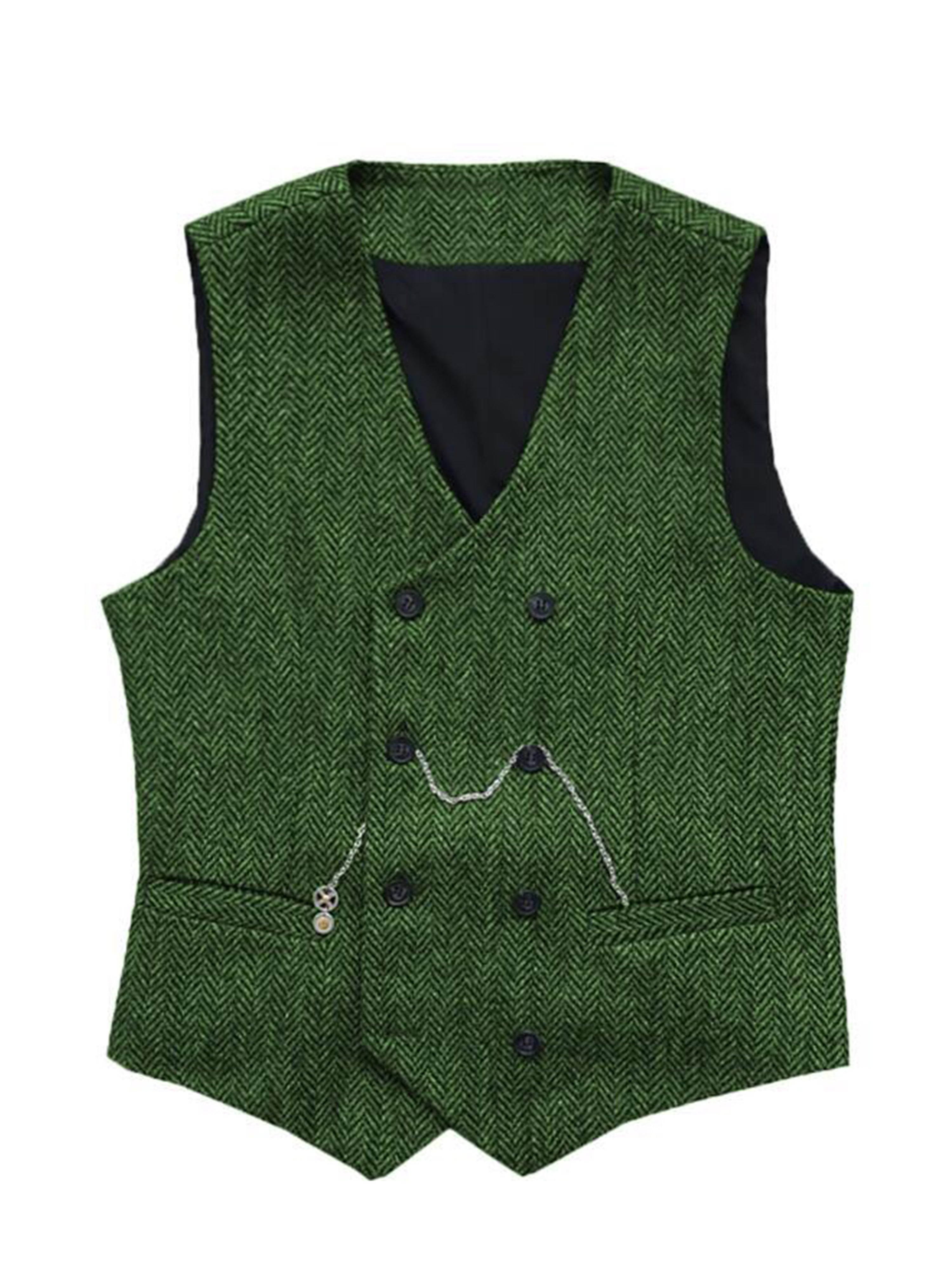 Vest Men's Suit Vest Standing Collar Herringbone Vest