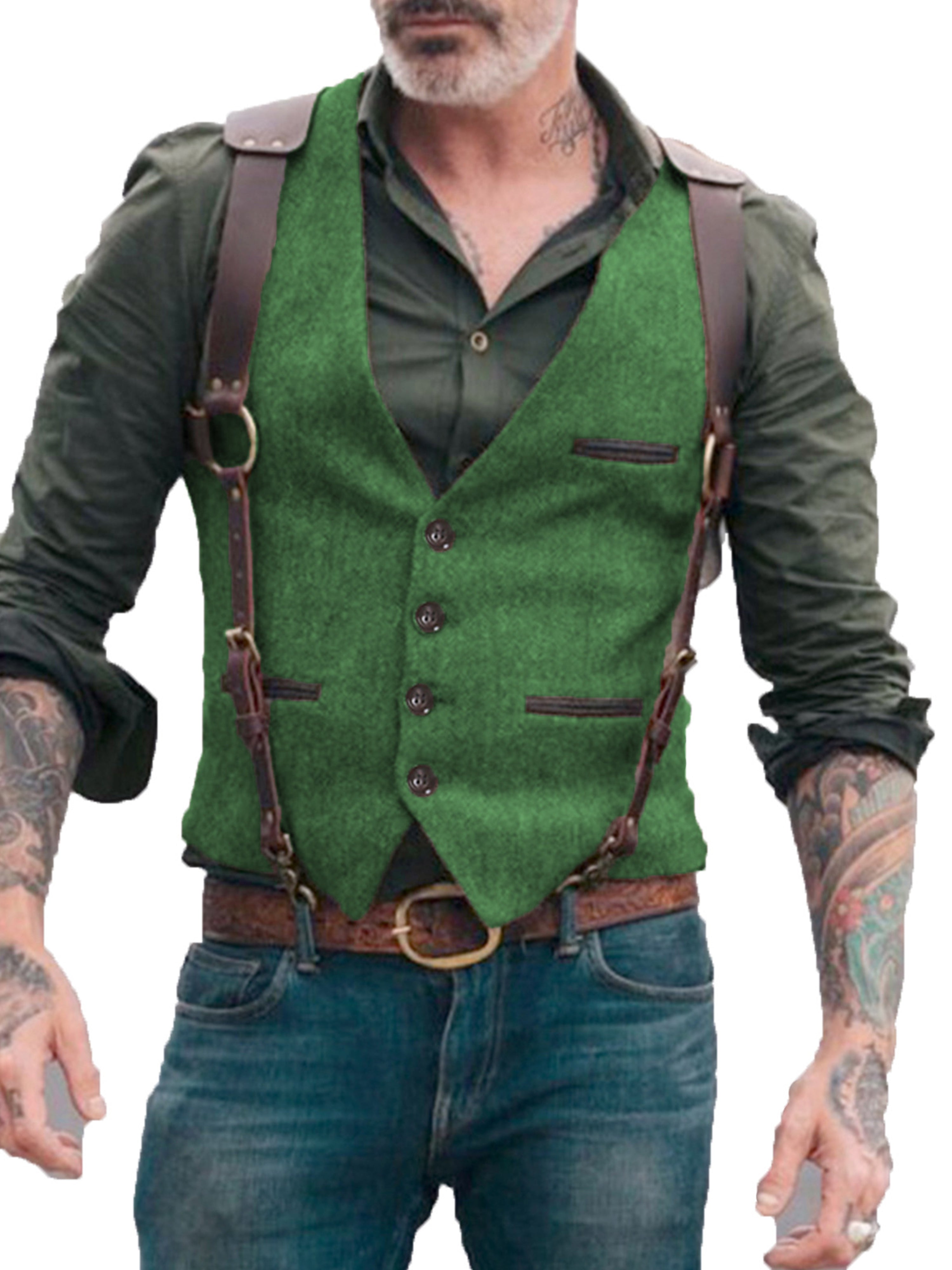 Vest Men's Suit Vest Standing Collar Herringbone Vest