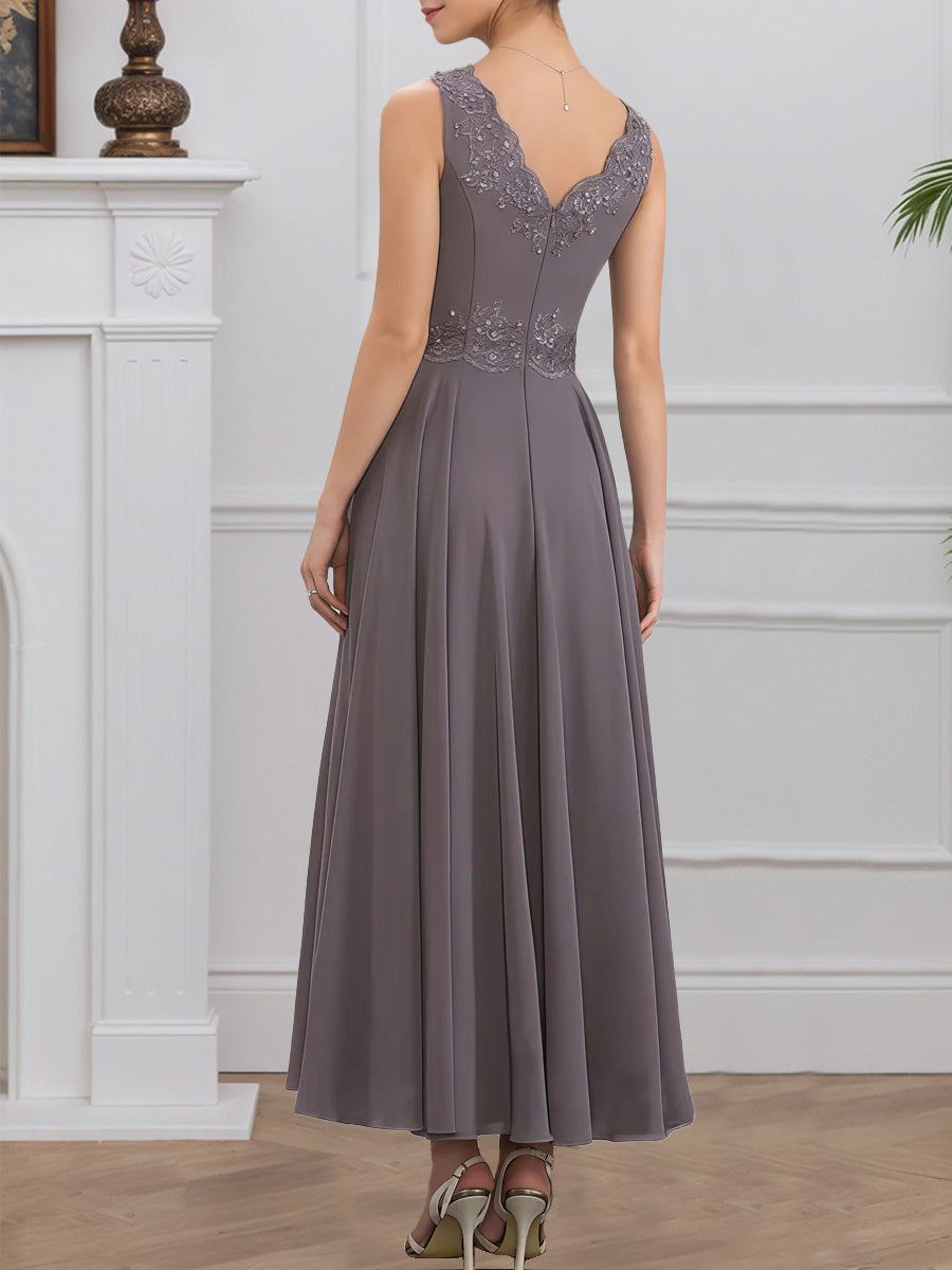 Cicinia Dusk Mother Of The Bride Dresses Chiffon Lace with Jacket Short Beading Ankle Length