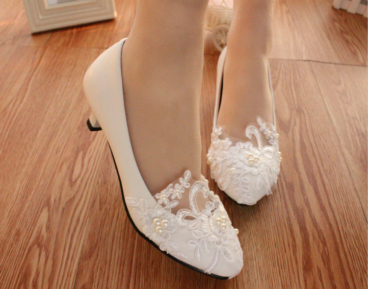 Women's Lace Applique Wedding Shoes