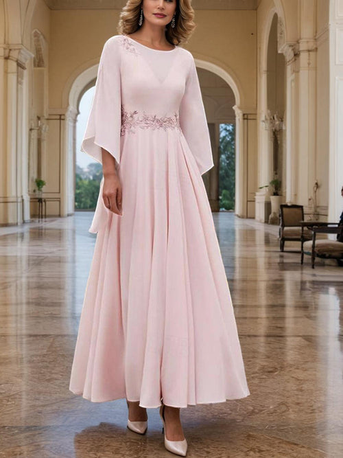 A-Line Long Sleeves Lace Ankle Length Mother of the Bride Dress