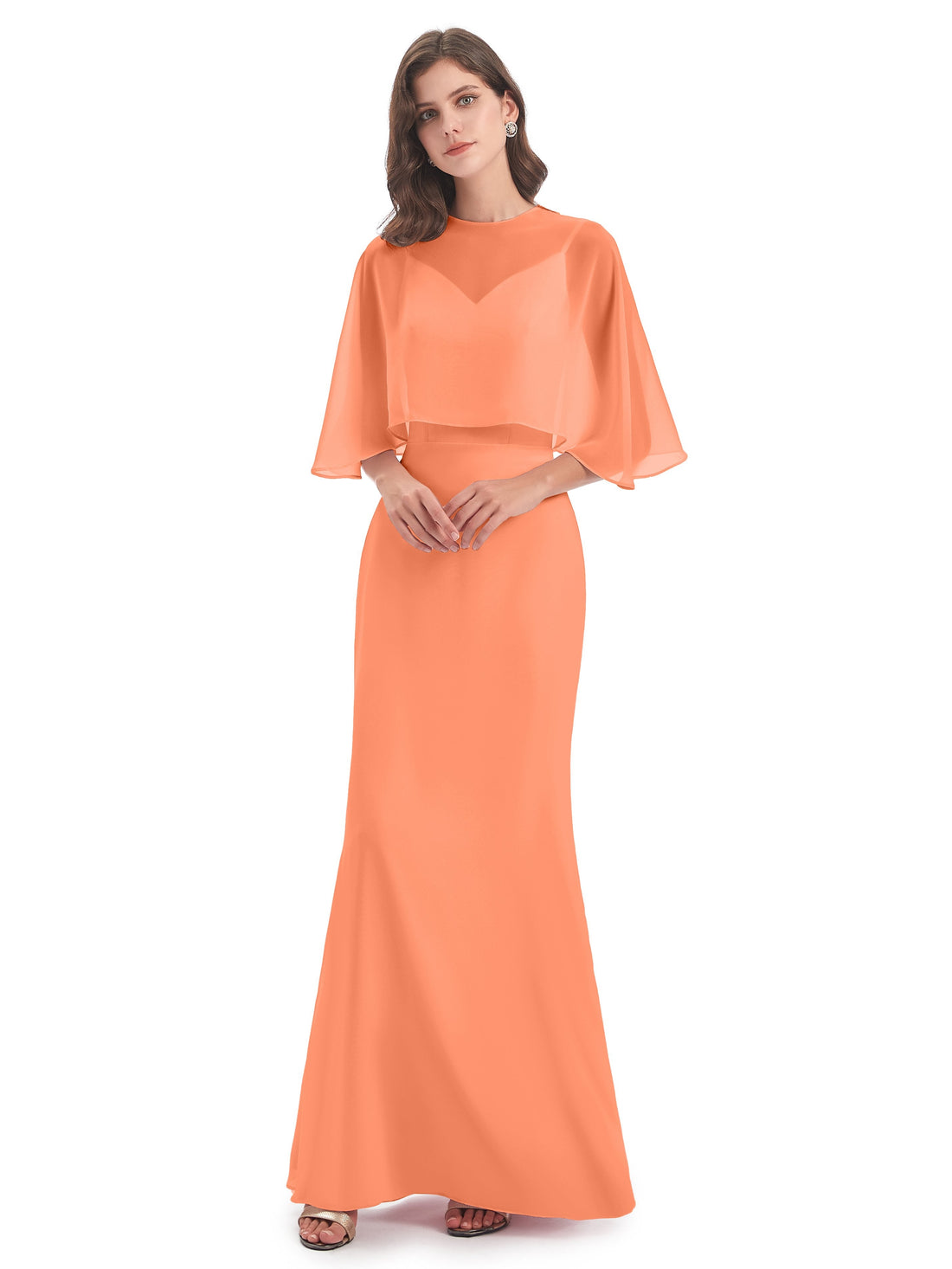 Long Chiffon Dress for Bridesmaid with Bow Papaya Plus Size