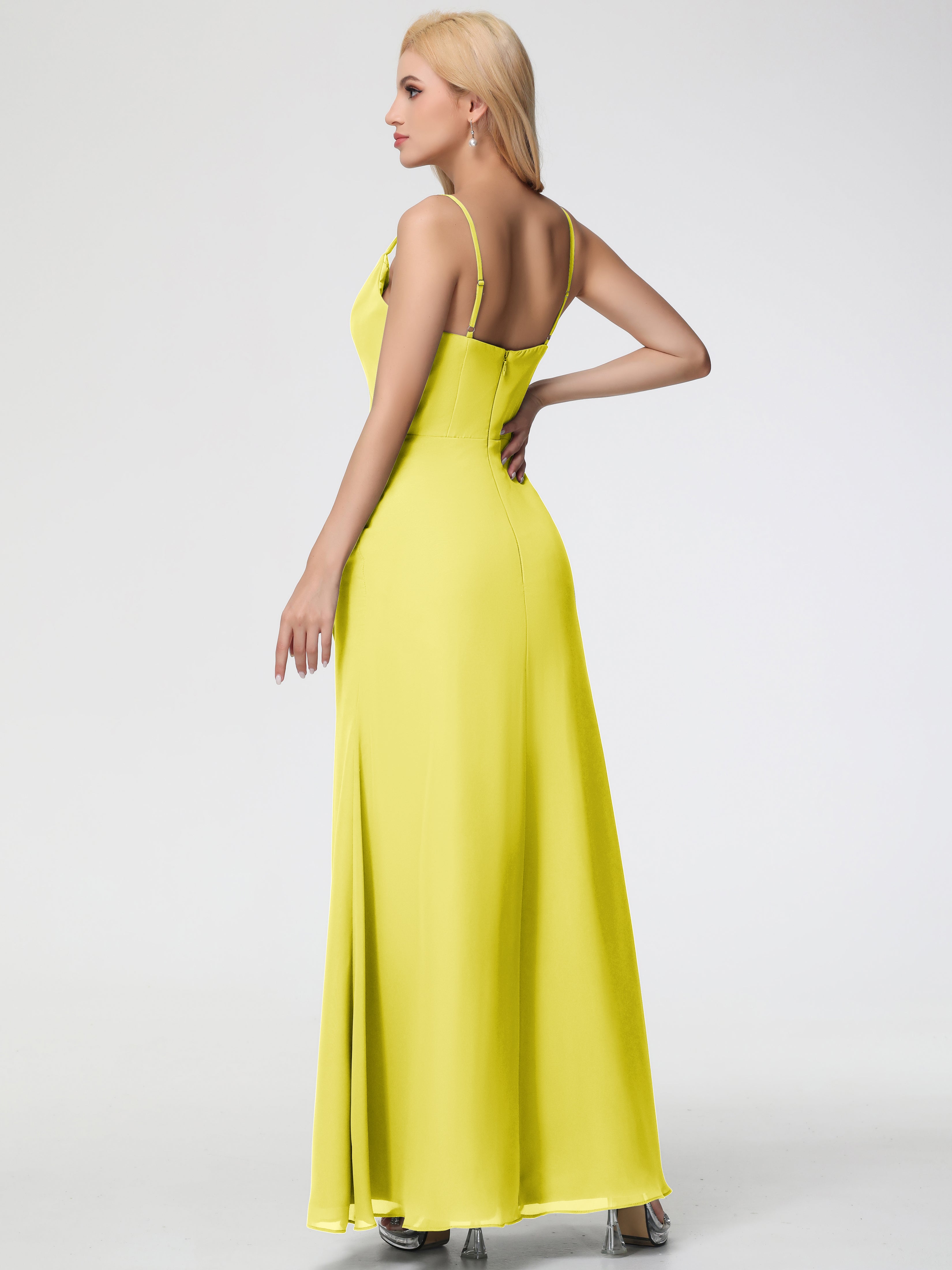 Cowl Sheath/Column Spaghetti Straps Chiffon Bridesmaid Dresses